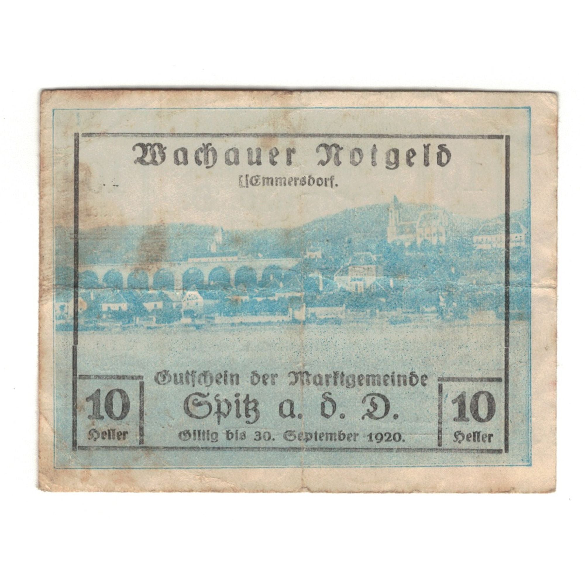 Biljet, Oostenrijk, Wachauer Notgeld - Spitz - Kirche N.Ö. Gemeinde, 10 Heller