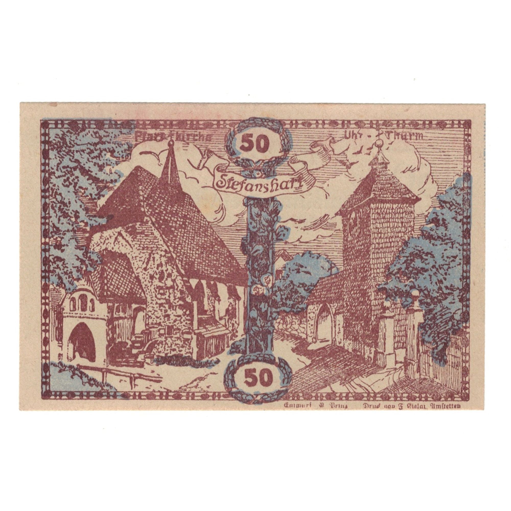 Banknote, Austria, Stefanshart Bezirk Amstetten N.Ö. Gemeinde, 50 Heller