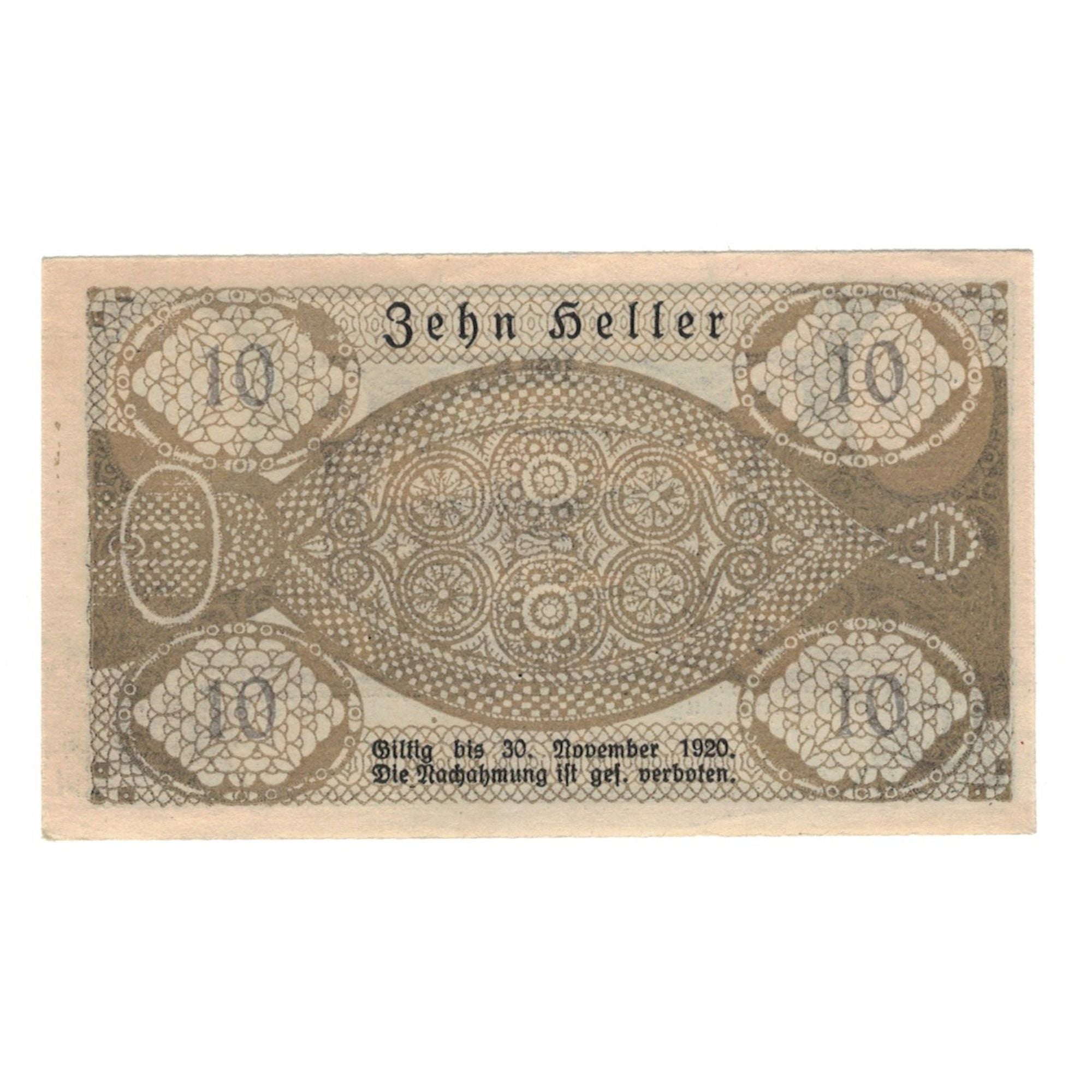 Banknote, Austria, Pattingham O.Ö. Gemeinde, 10 Heller, paysage, 1920