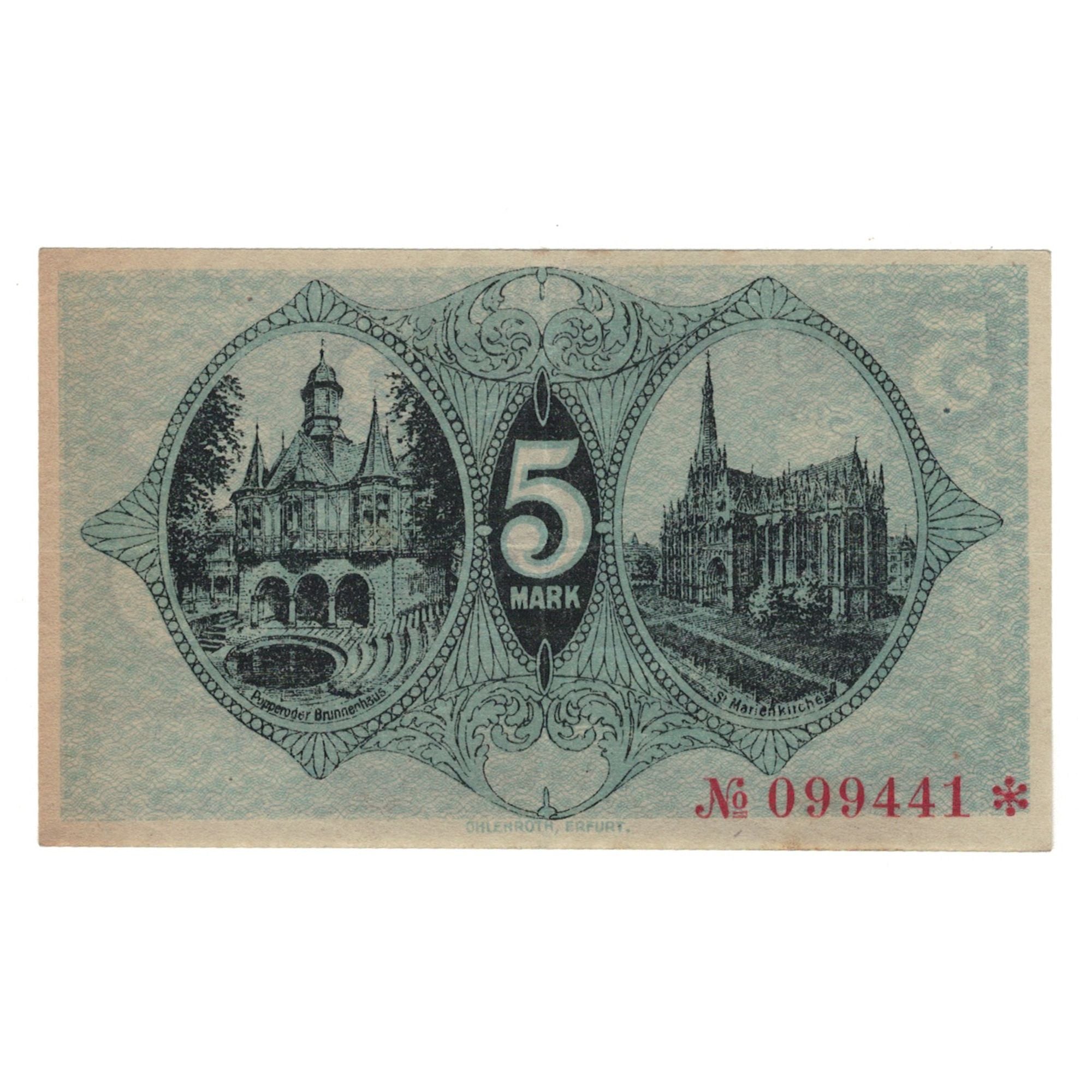Banknote, Germany, Mühlhausen I. Thüringen Stadt, 5 Pfennig, Batiment, 1918
