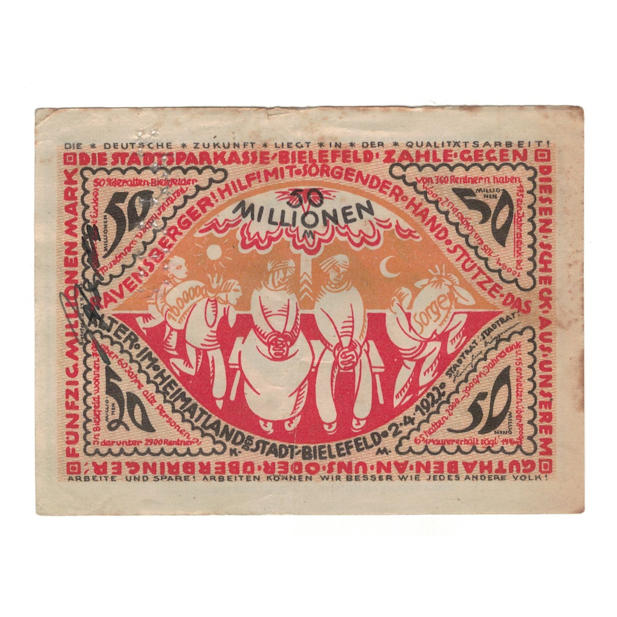 Banknote, Germany, Bielefeld Stadt, 50 Pfennig, personnage, 1922, 1922-04_02