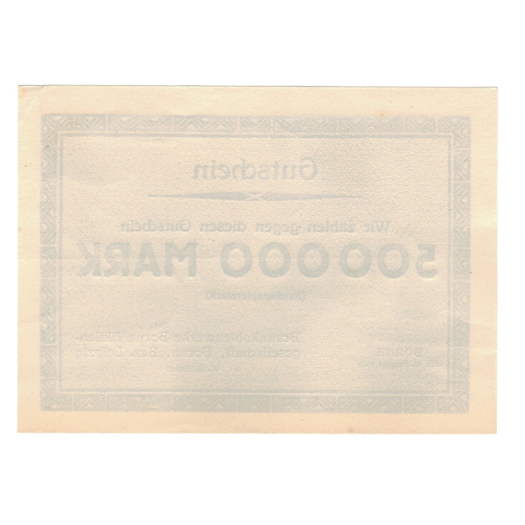 Banknote, Germany, Borna, Braunkohlenwerke Aktiengesellschaft HI1, 500 000 Mark