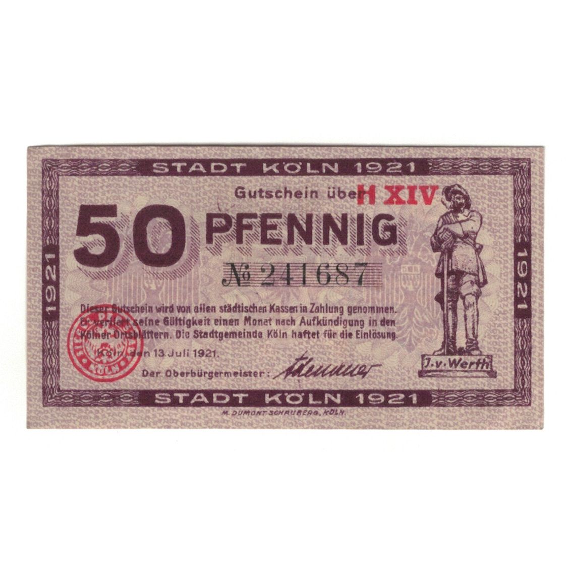 Banknote, Germany, Köln Stadt, 50 Pfennig, personnage, 1920, 1920-12-31