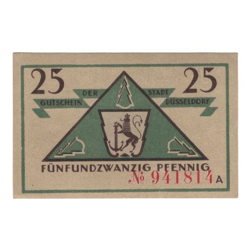 Banknote, Germany, Düsseldorf Stadt, 25 Pfennig, valeur faciale, 1919