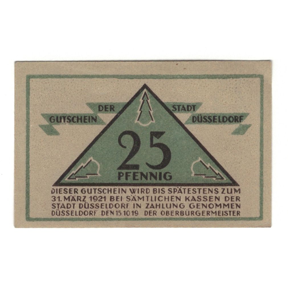 Banknote, Germany, Düsseldorf Stadt, 25 Pfennig, valeur faciale, 1919