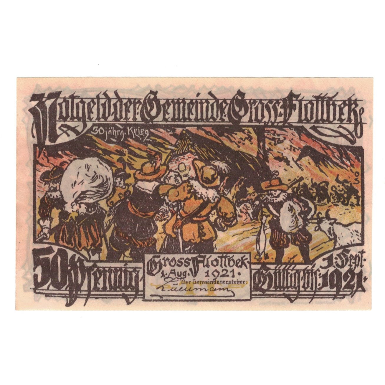 Banknote, Germany, Groß-Flottbek Gemeinde, 50 Pfennig, paysage, 1921