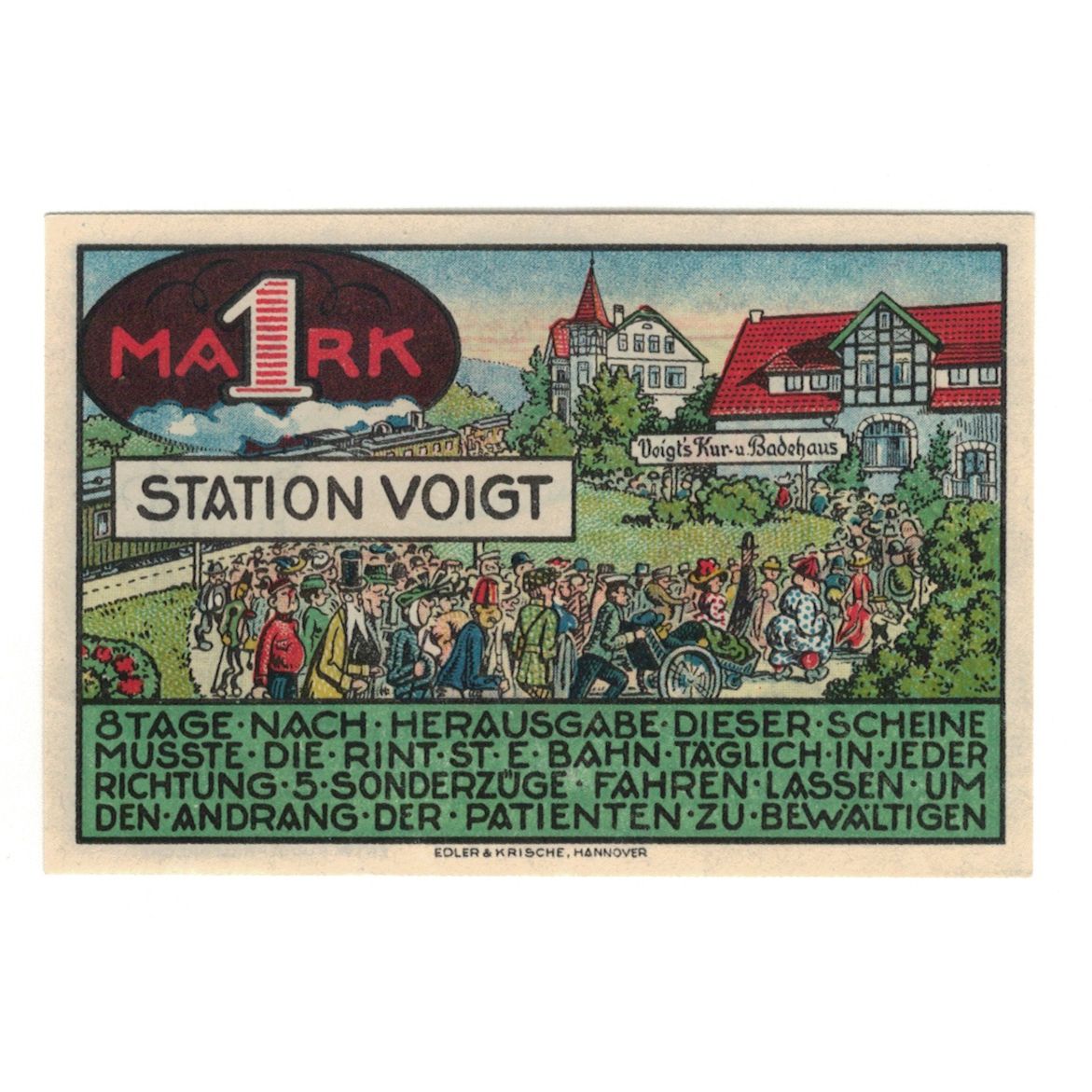 Banknote, Germany, Heessen bei Eilsen Gemeinde, 1 Mark, paysage, 1921