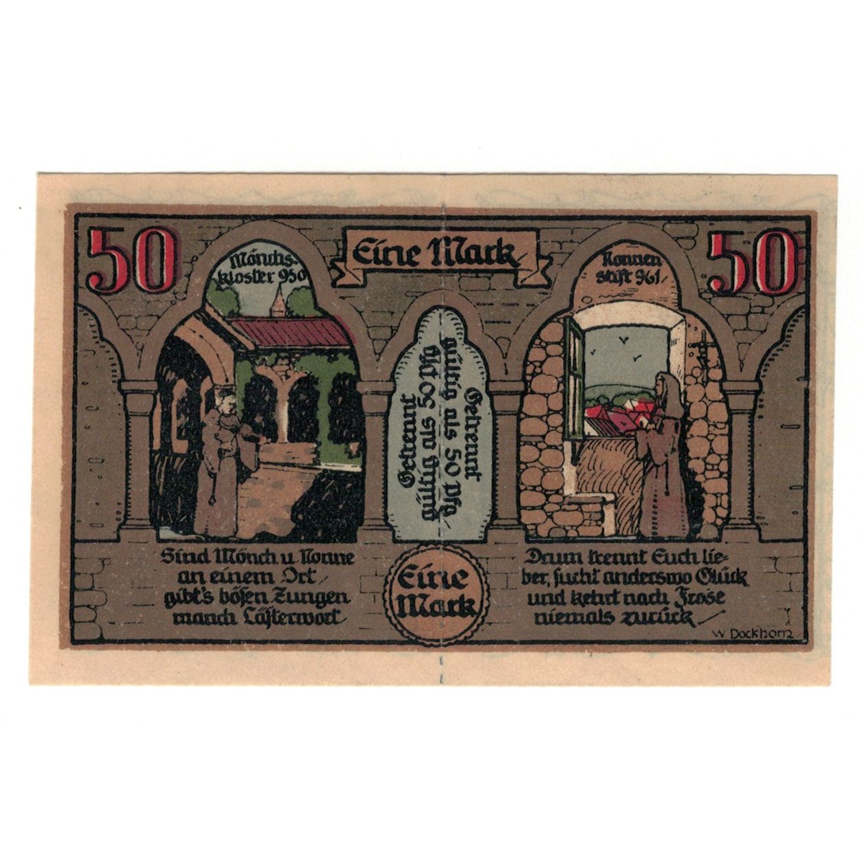 Billet, Allemagne, Frose Gemeinde, 50 Pfennig, personnage, 1921, 1921-06-27