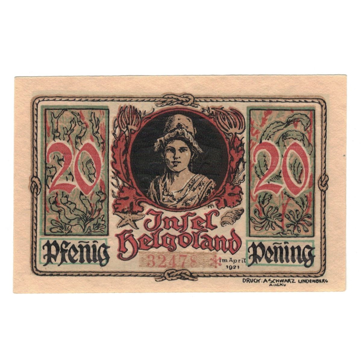 Banknote, Germany, Helgoland Spar & Leihkasse der Landgemeinde, 20 Pfennig