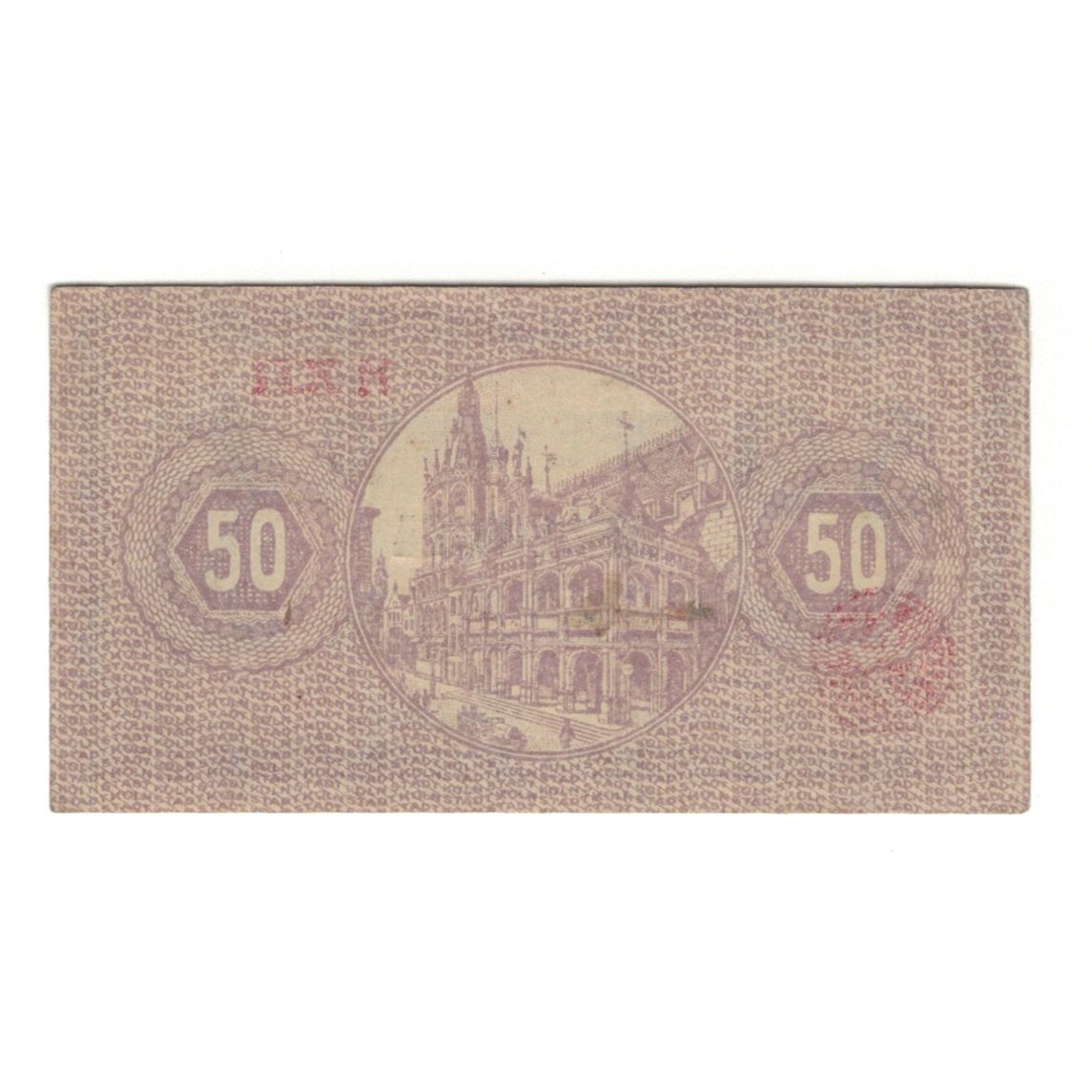 Banknote, Germany, Köln Stadt, 50 Pfennig, Monument, 1920, 1920-12-31