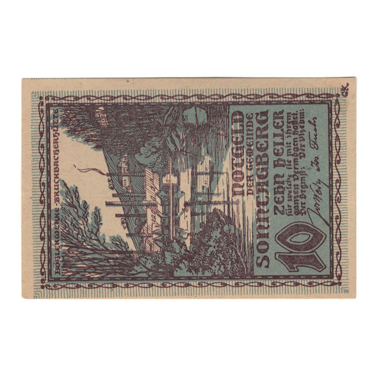 Banknote, Austria, Sonntagberg N.Ö. Gemeinde, 10 Heller, paysage, 1920