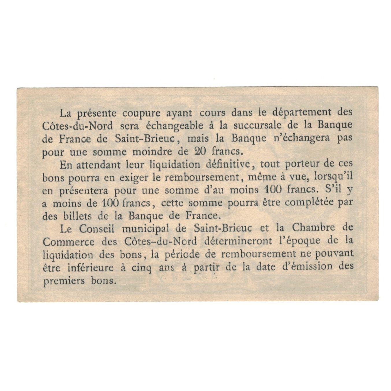 Frankreich, Saint-Brieuc, 1 Franc, VZ, Pirot:111-13