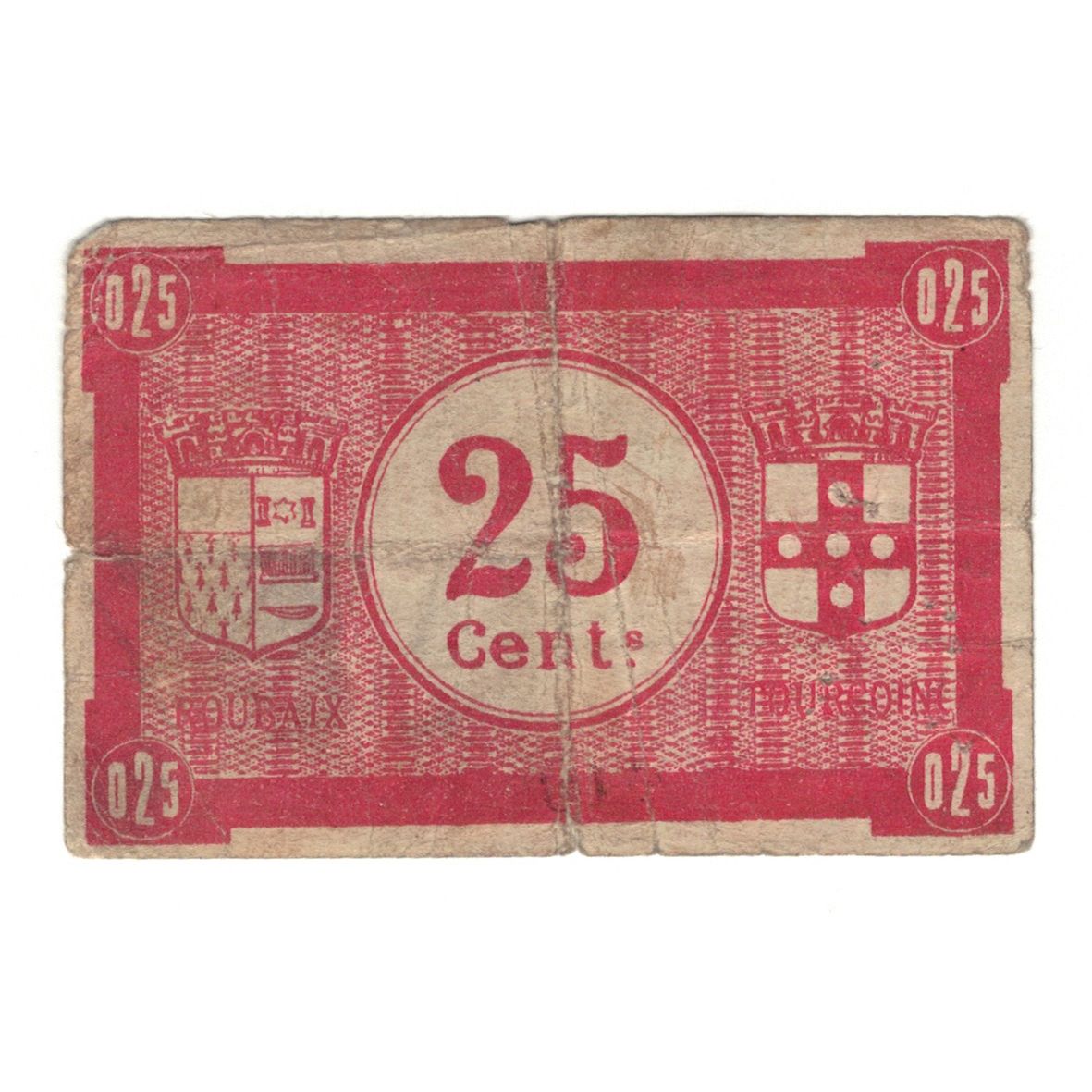 Frankrijk, Roubaix et Tourcoing, 25 Centimes, 1914, SUP, Pirot:109-1