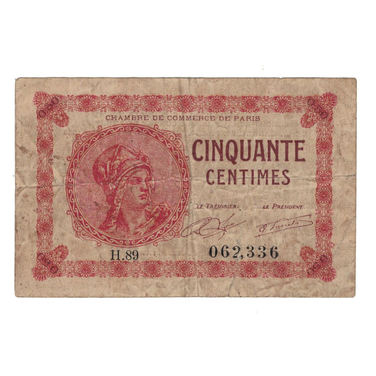 France, Paris, 50 Centimes, 1920, AU(55-58), Pirot:97-19