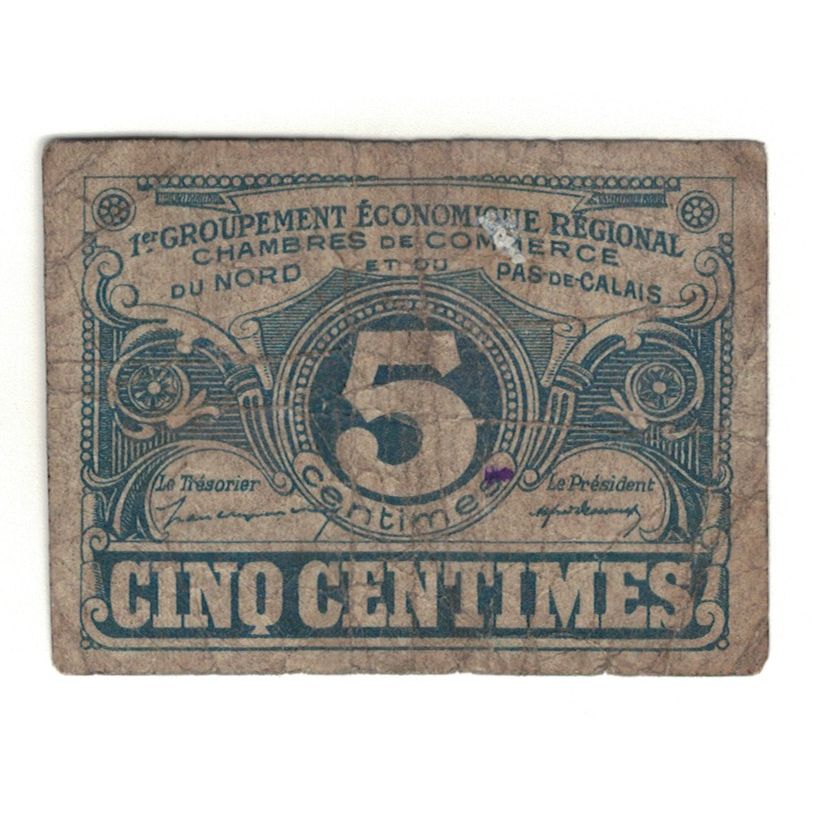 France, NORD-PAS DE CALAIS, 5 Centimes, 1925, AU(55-58), Pirot:94-5