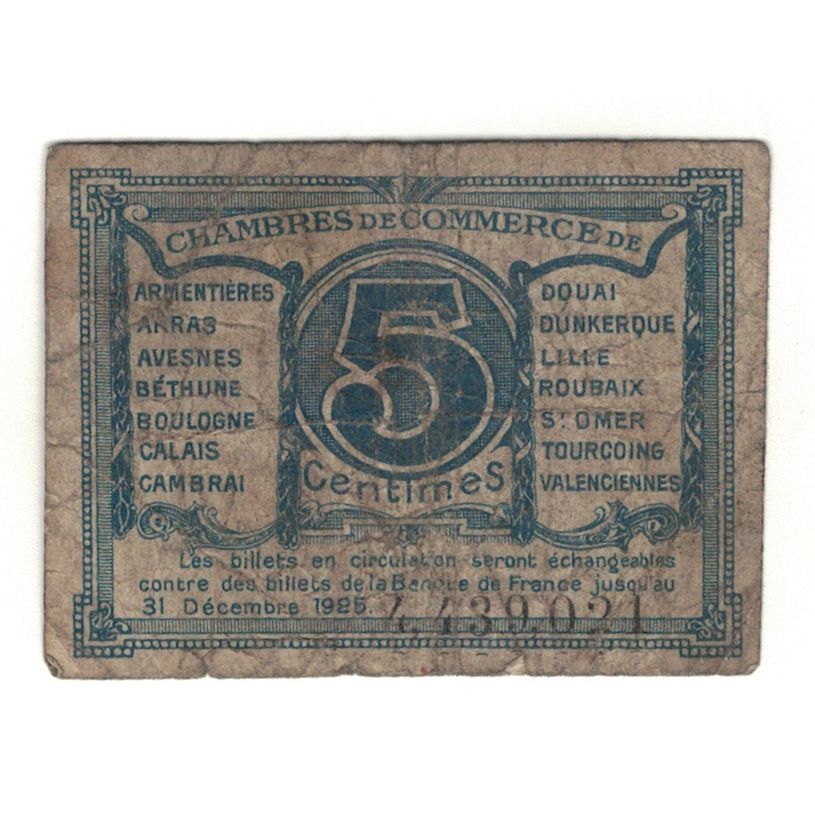 France, NORD-PAS DE CALAIS, 5 Centimes, 1925, AU(55-58), Pirot:94-5