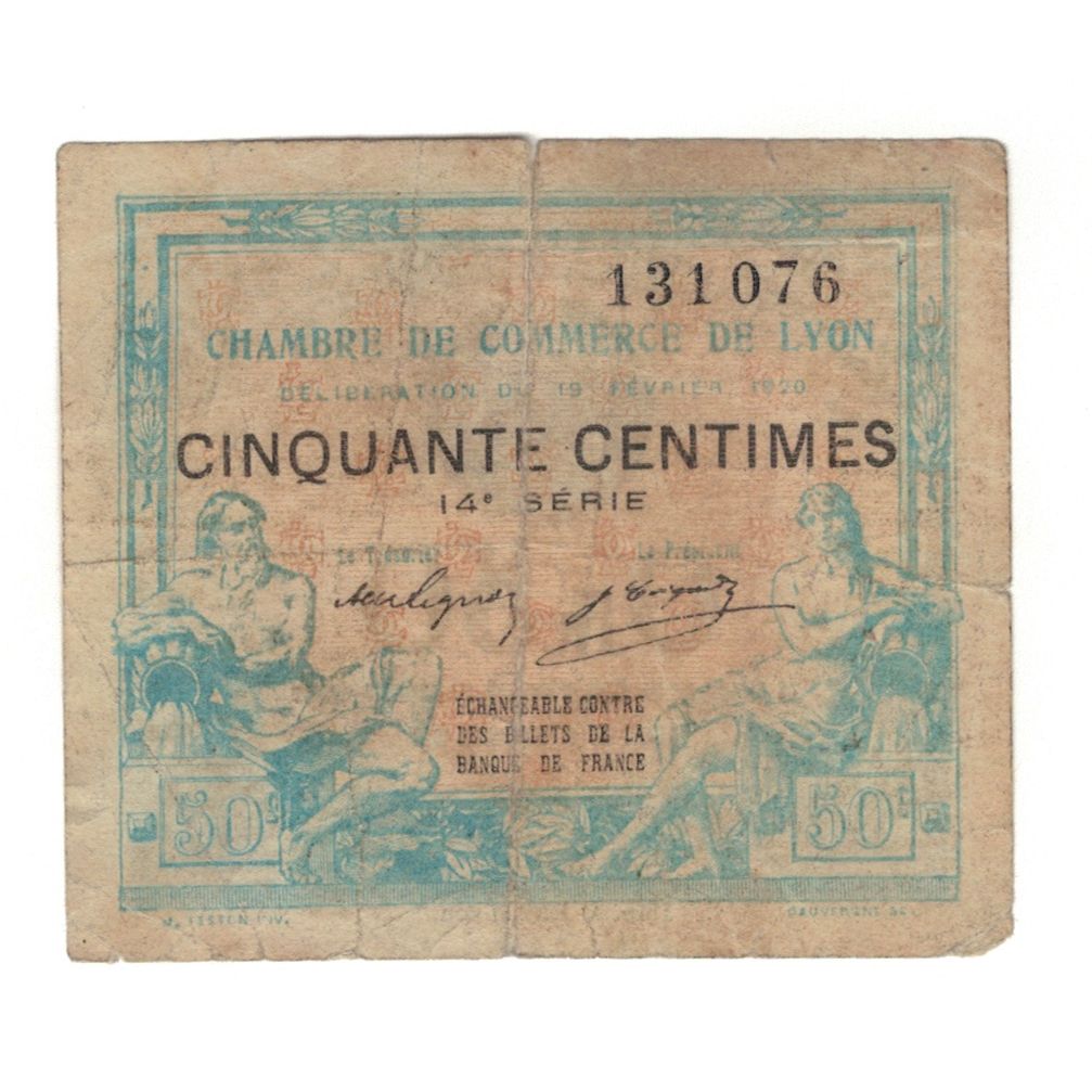 France, Lyon, 50 Centimes, 1920, AU(50-53), Pirot:77-20