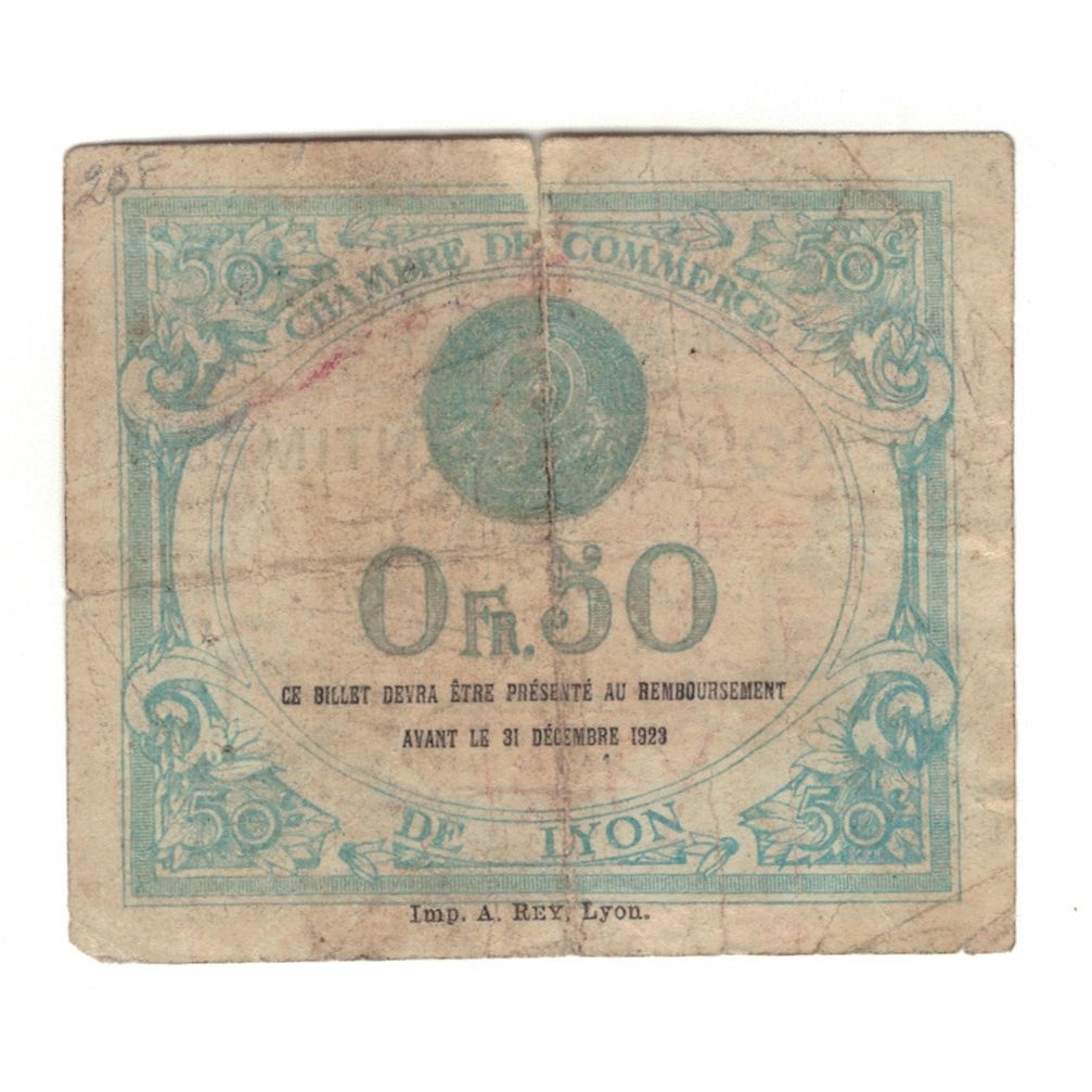 France, Lyon, 50 Centimes, 1920, AU(50-53), Pirot:77-20