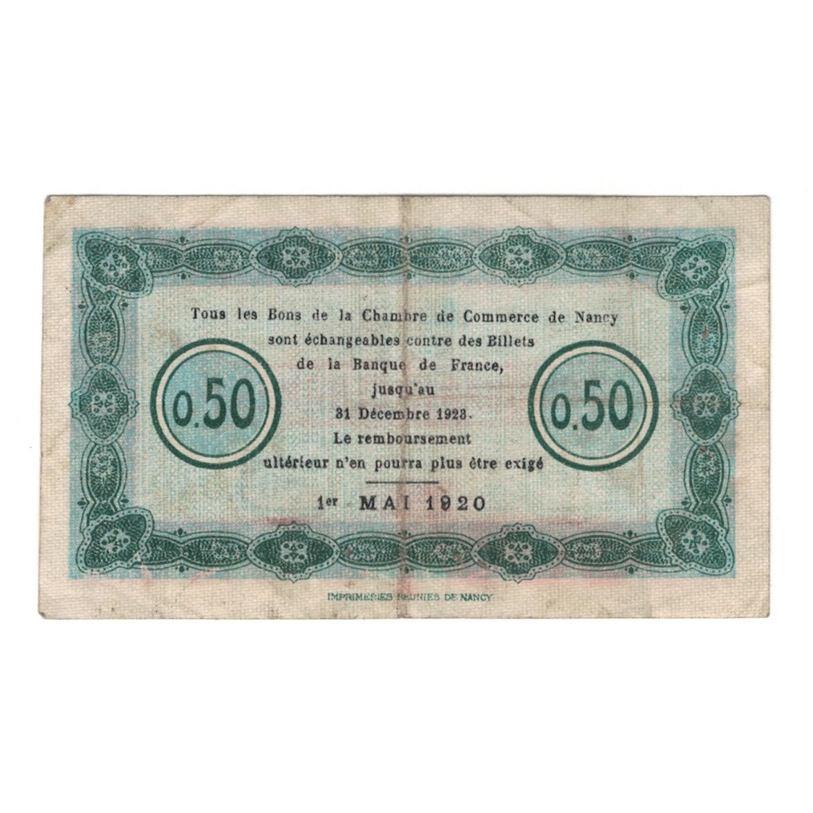 Francja, Nancy, 50 Centimes, 1922, AU(55-58), Pirot:87-40