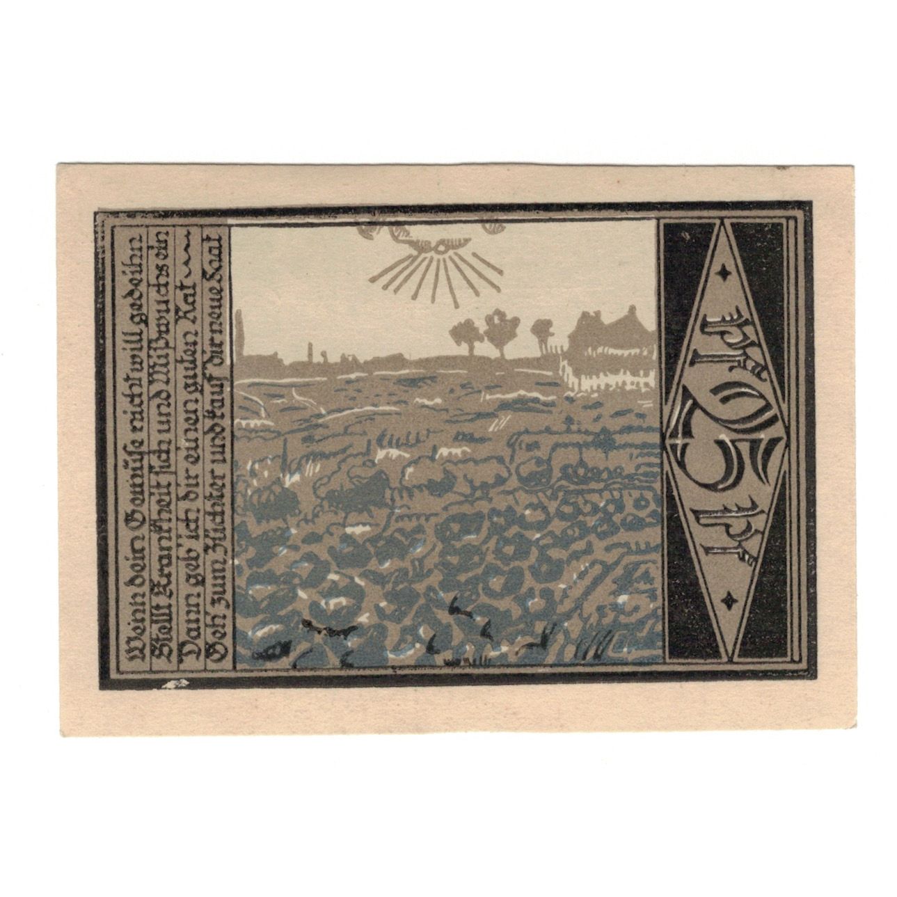 Billet, Allemagne, Aschersleben Stadt, 25 Pfennig, paysage 1, 1921, 1921-12-01