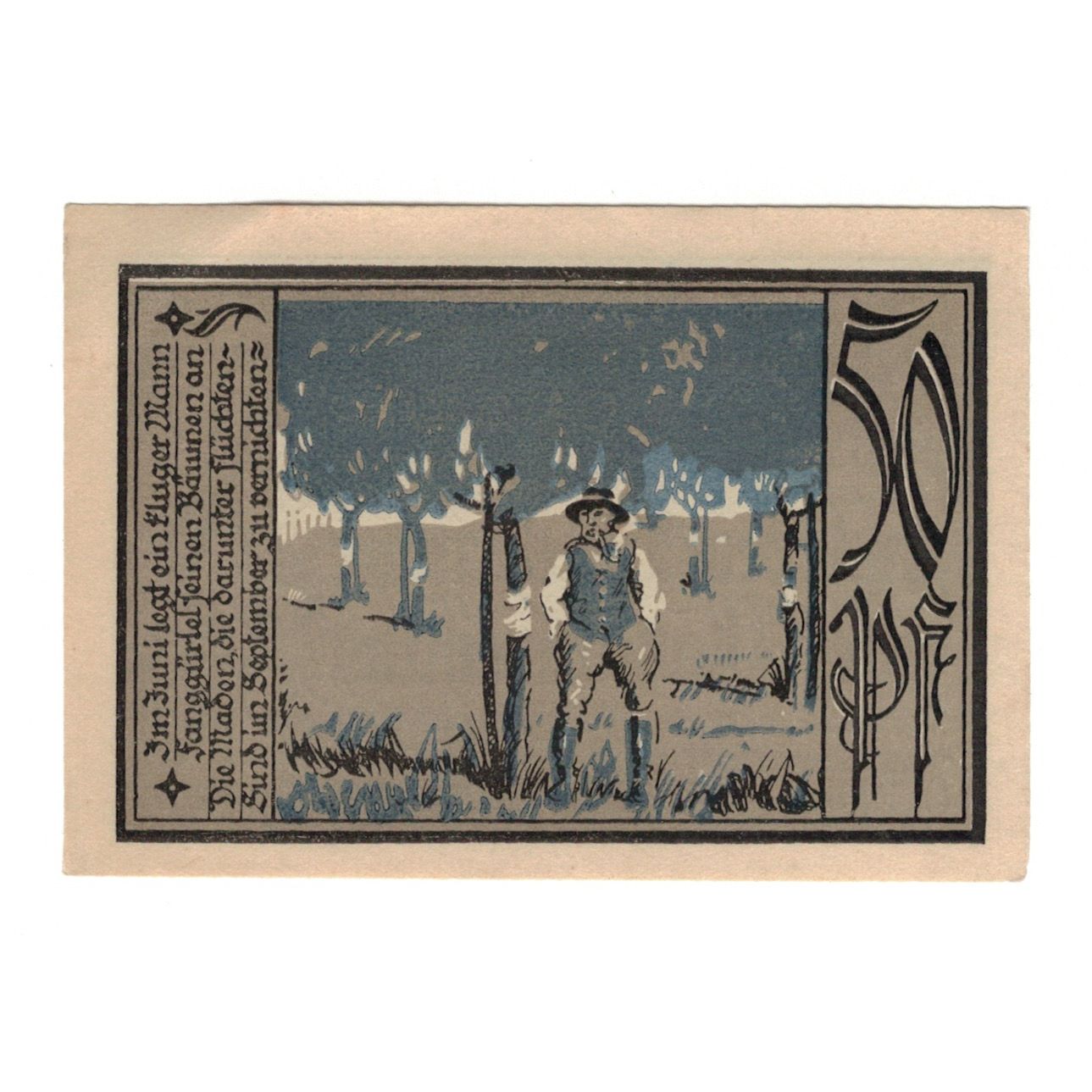 Billet, Allemagne, Aschersleben Stadt, 50 Pfennig, personnage 2, 1921