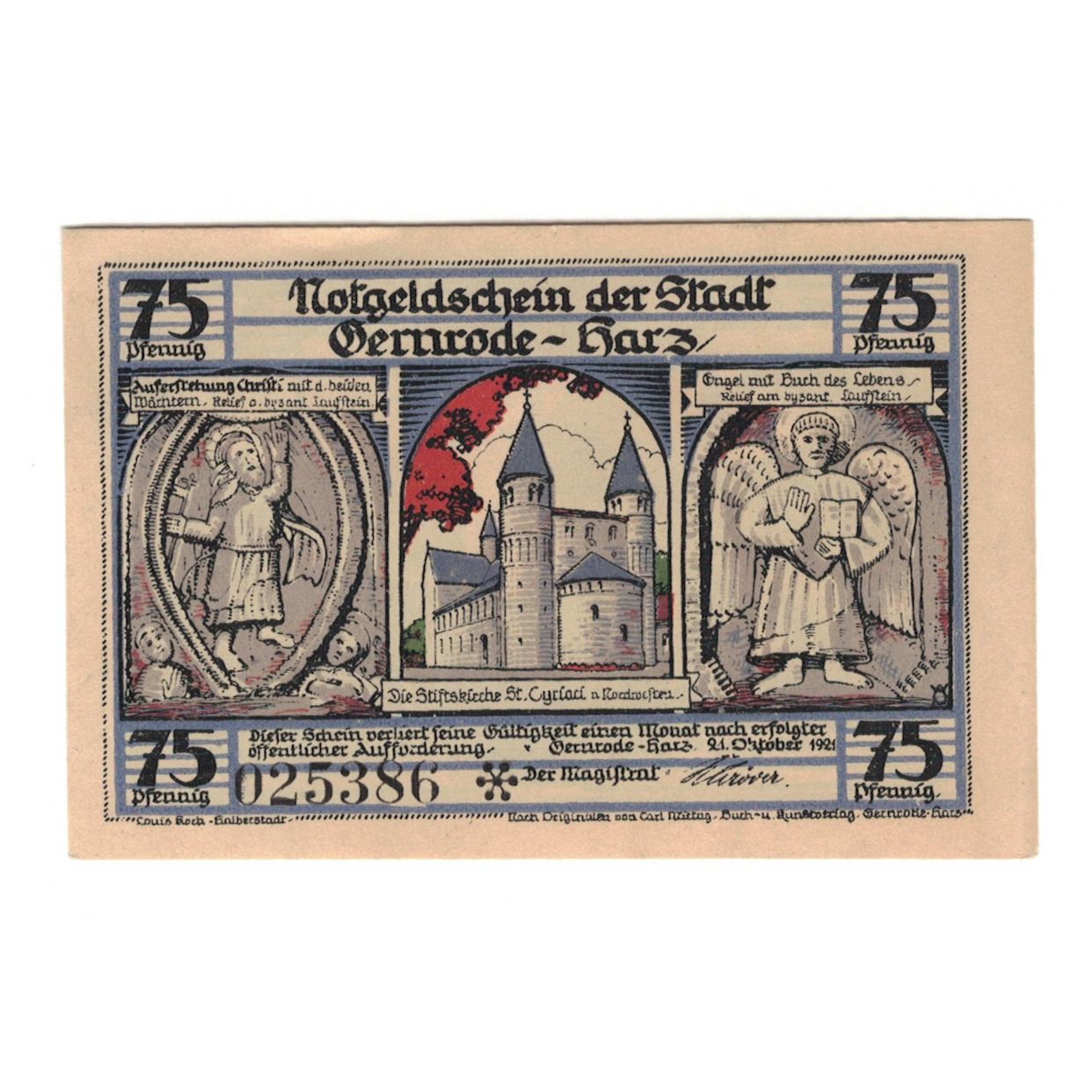 Banknote, Germany, Gernrode a.H. Stadt, 75 Pfennig, personnage 2, 1921