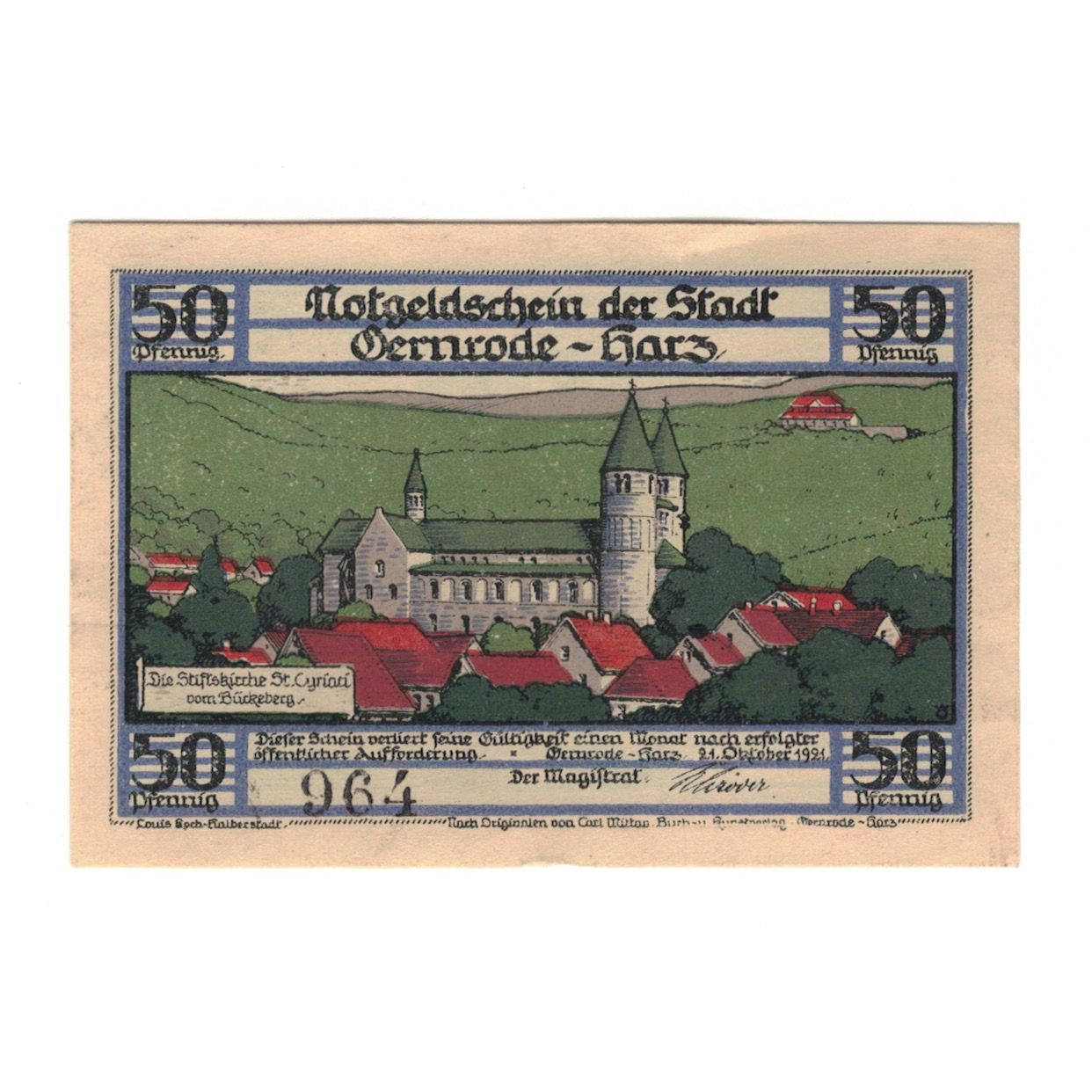 Banknote, Germany, Gernrode a.H. Stadt, 50 Pfennig, chateau 1, 1921, 1921-10-21
