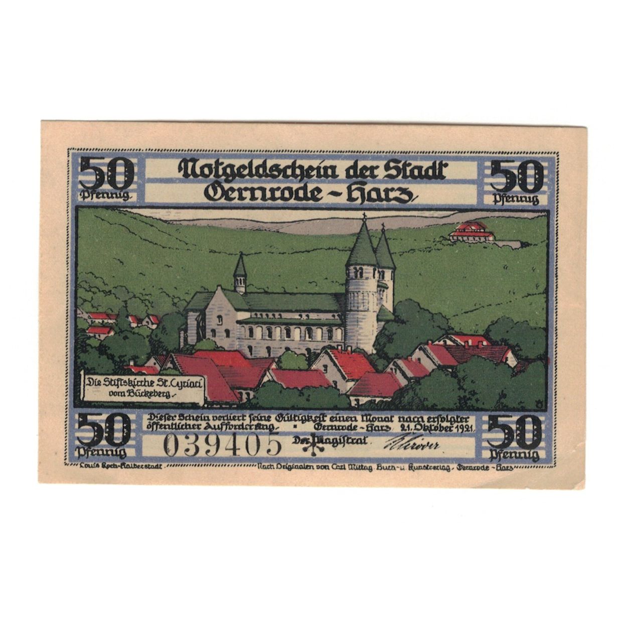 Banknote, Germany, Gernrode a.H. Stadt, 50 Pfennig, chateau 2, 1921, 1921-10-21