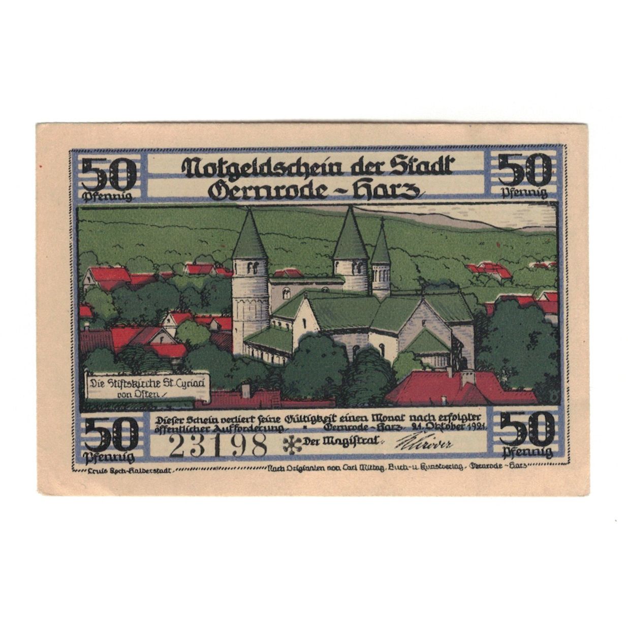 Banknote, Germany, Gernrode a.H. Stadt, 50 Pfennig, village 2, 1921, 1921-10-21