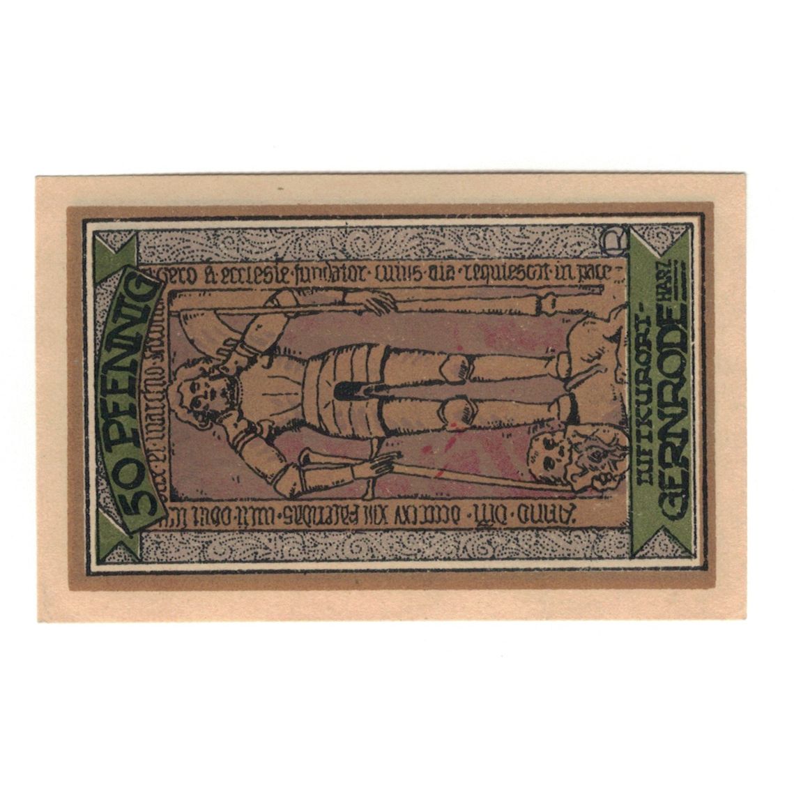 Nota, Alemanha, Gernrode a.H. Stadt, 50 Pfennig, personnage, 1921, 1921-10-21