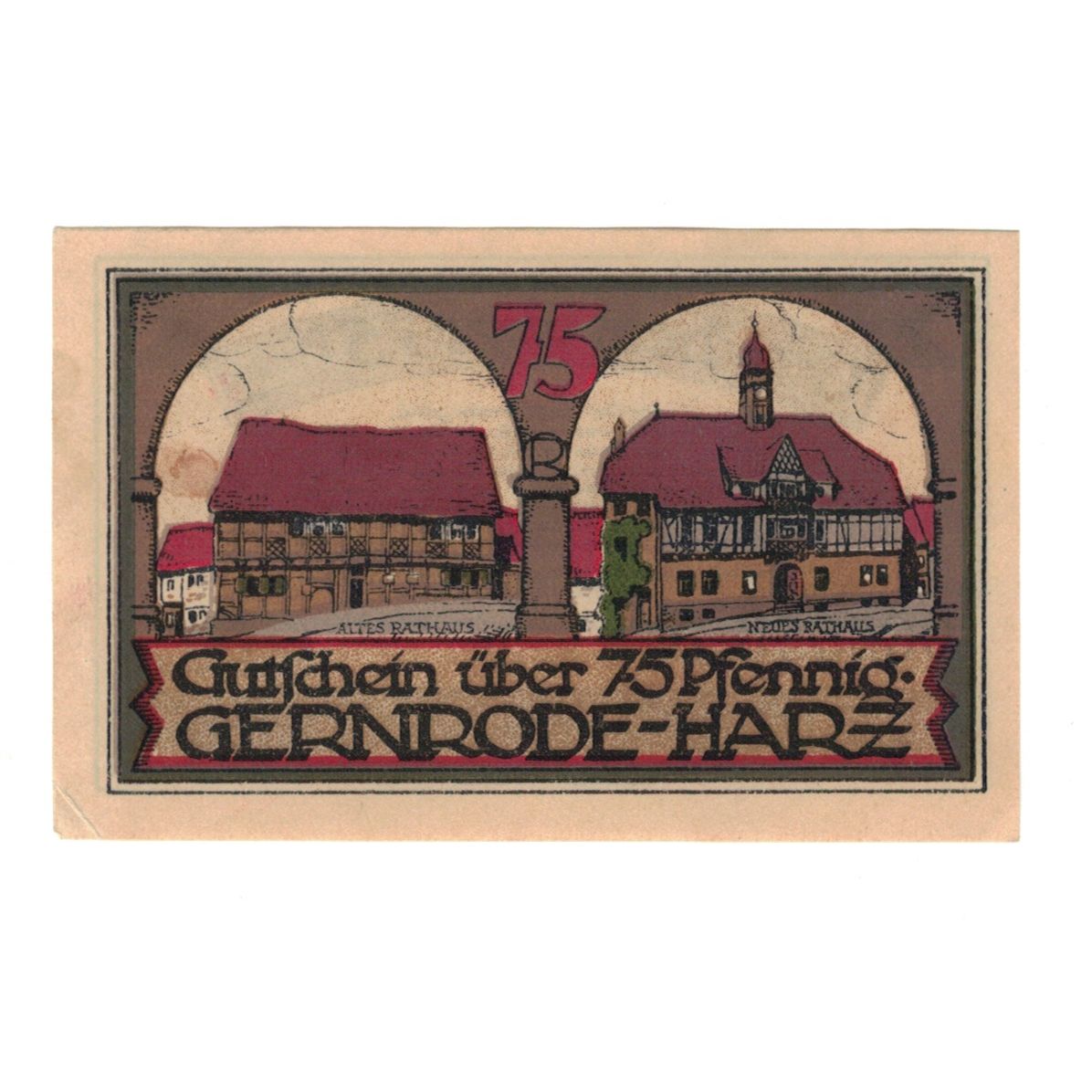 Banknote, Germany, Gernrode a.H. Stadt, 75 Pfennig, Maison, 1921, 1921-10-21