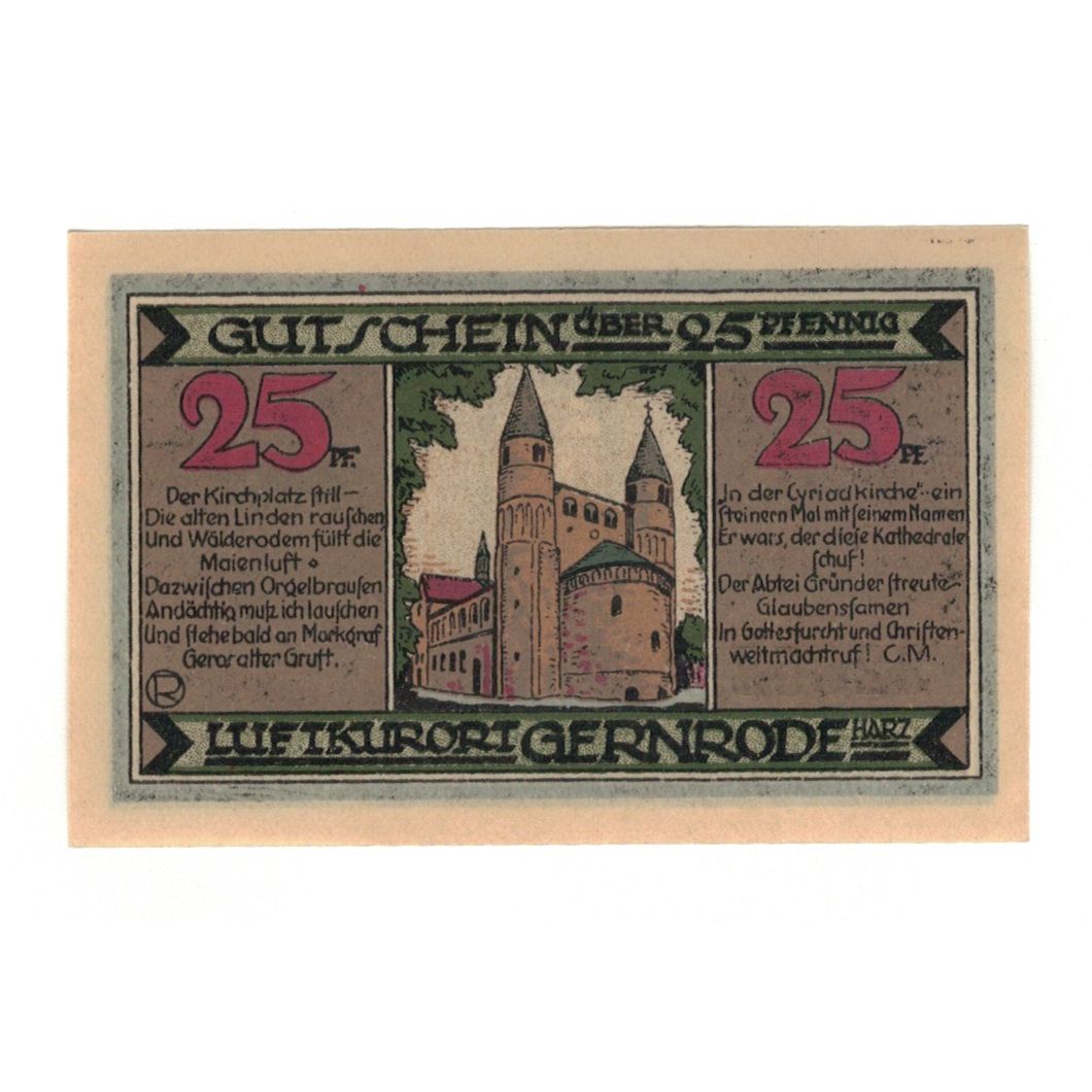 Banknote, Germany, Gernrode a.H. Stadt, 25 Pfennig, personnage 2, 1921