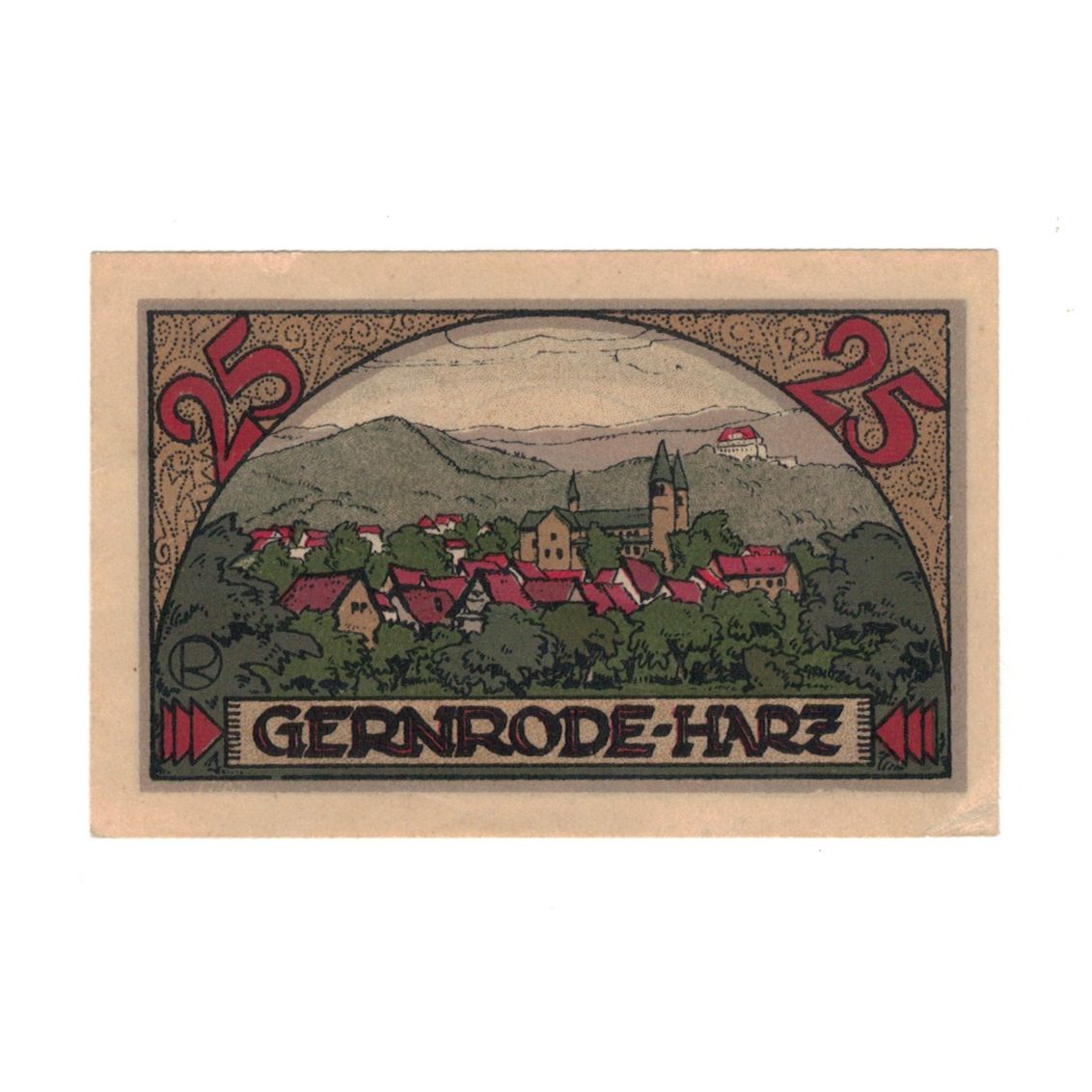 Banconote, Germania, Gernrode a.H. Stadt, 25 Pfennig, village 2, 1921
