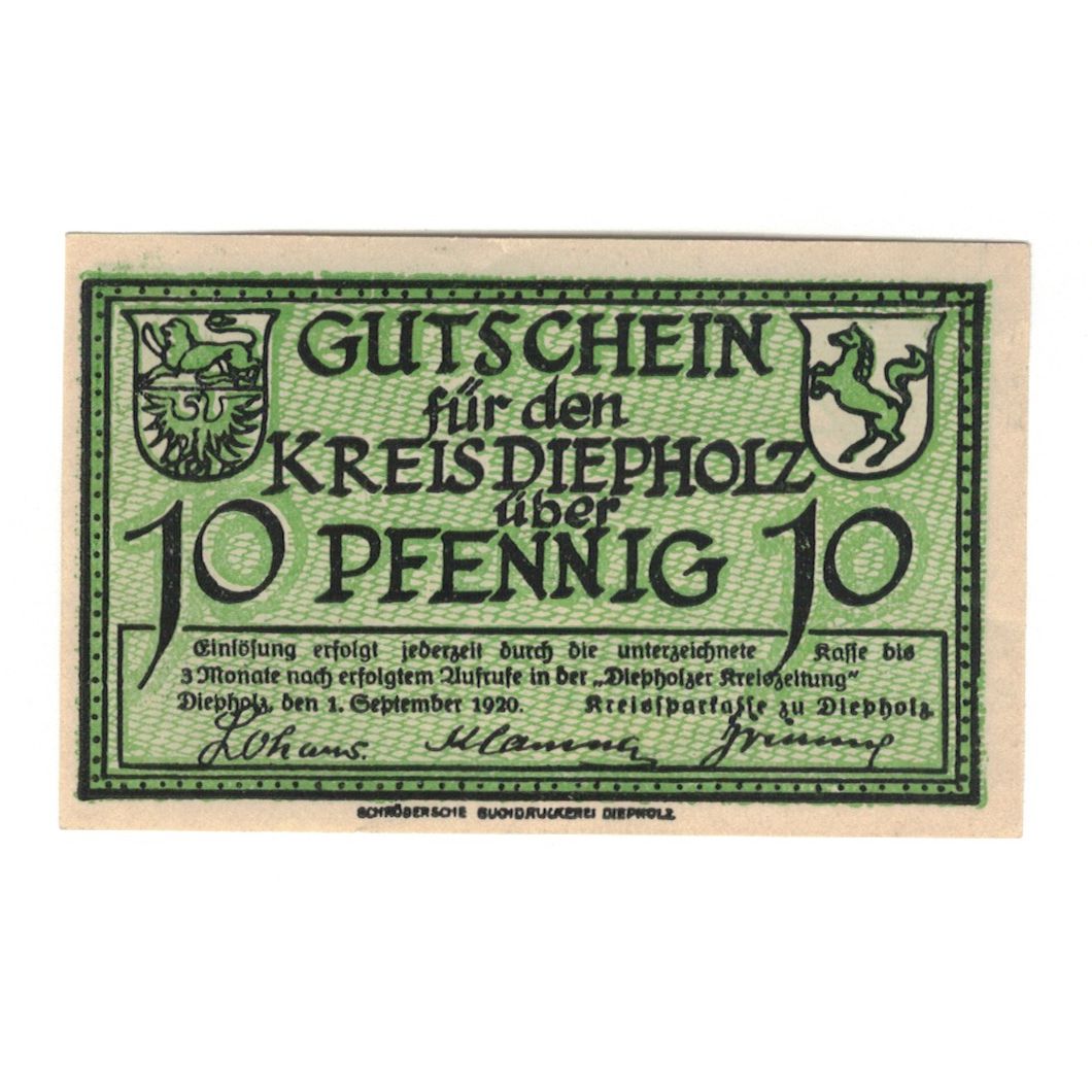 Banknote, Germany, Diepholz Kreis, 10 Pfennig, Animaux 4, 1920, 1920-09-01