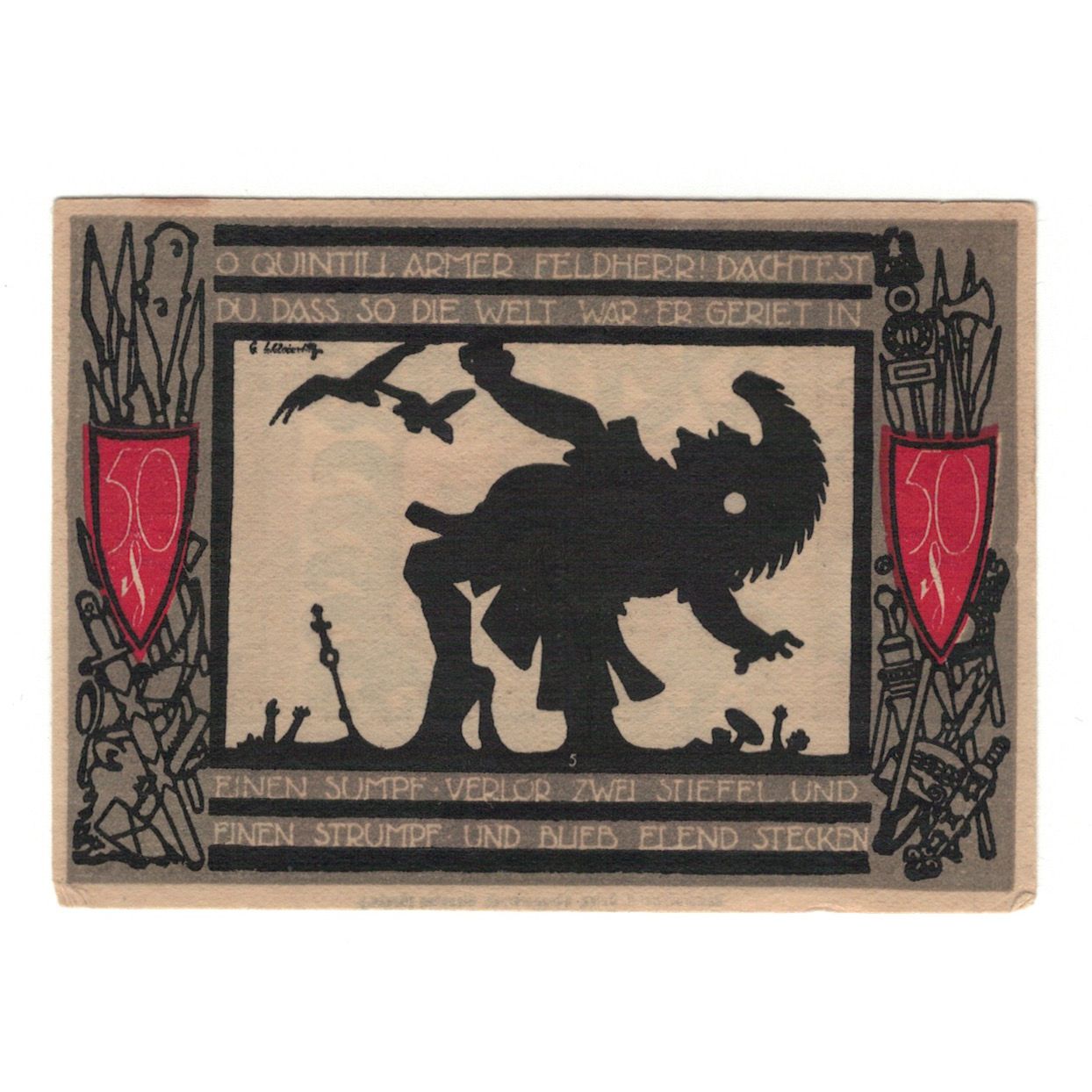 Banknote, Germany, Detmold Stadt, 50 Pfennig, guerrier, 1920, 1920-08-01