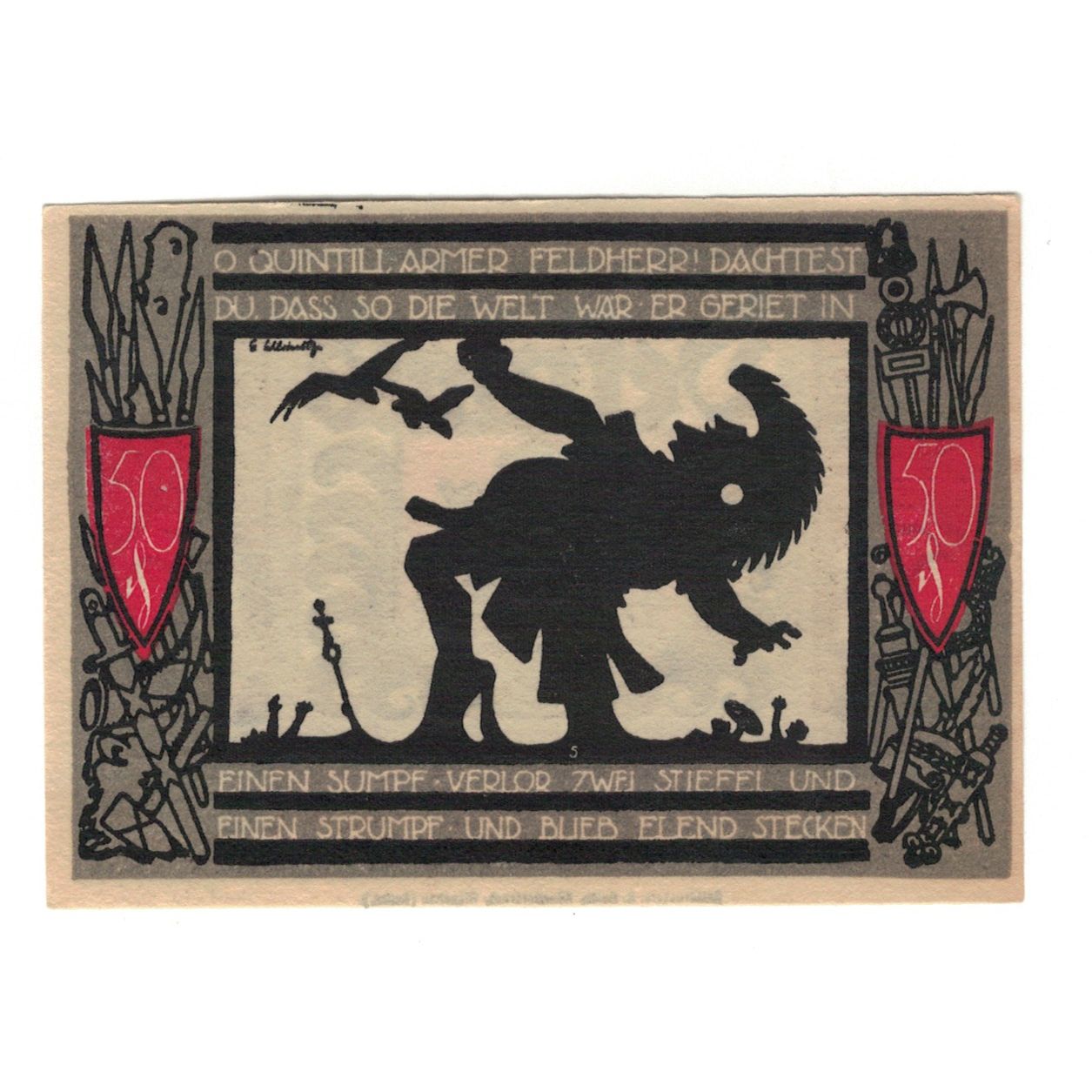 Billete, Alemania, Detmold Stadt, 50 Pfennig, guerrier 1, 1920, 1920-08-01