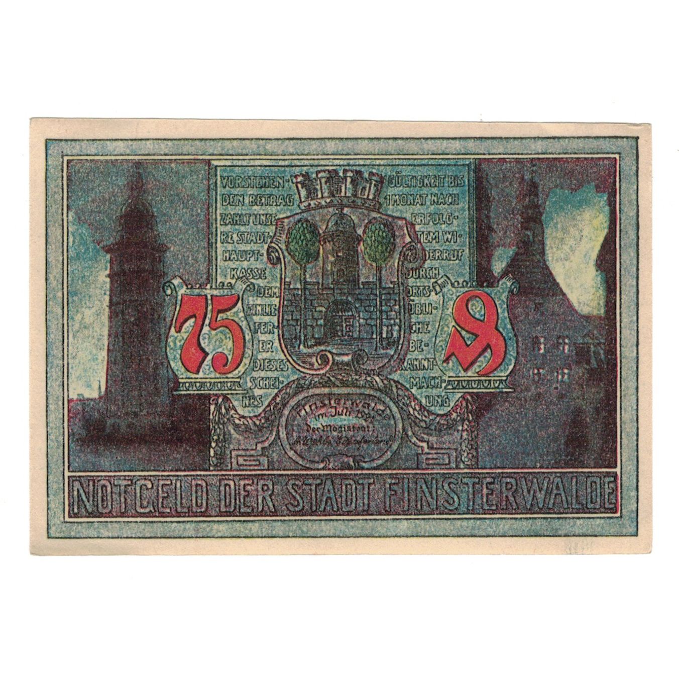 Banknote, Germany, Finsterwalde N.L. Stadt, 75 Pfennig, personnage, 1921