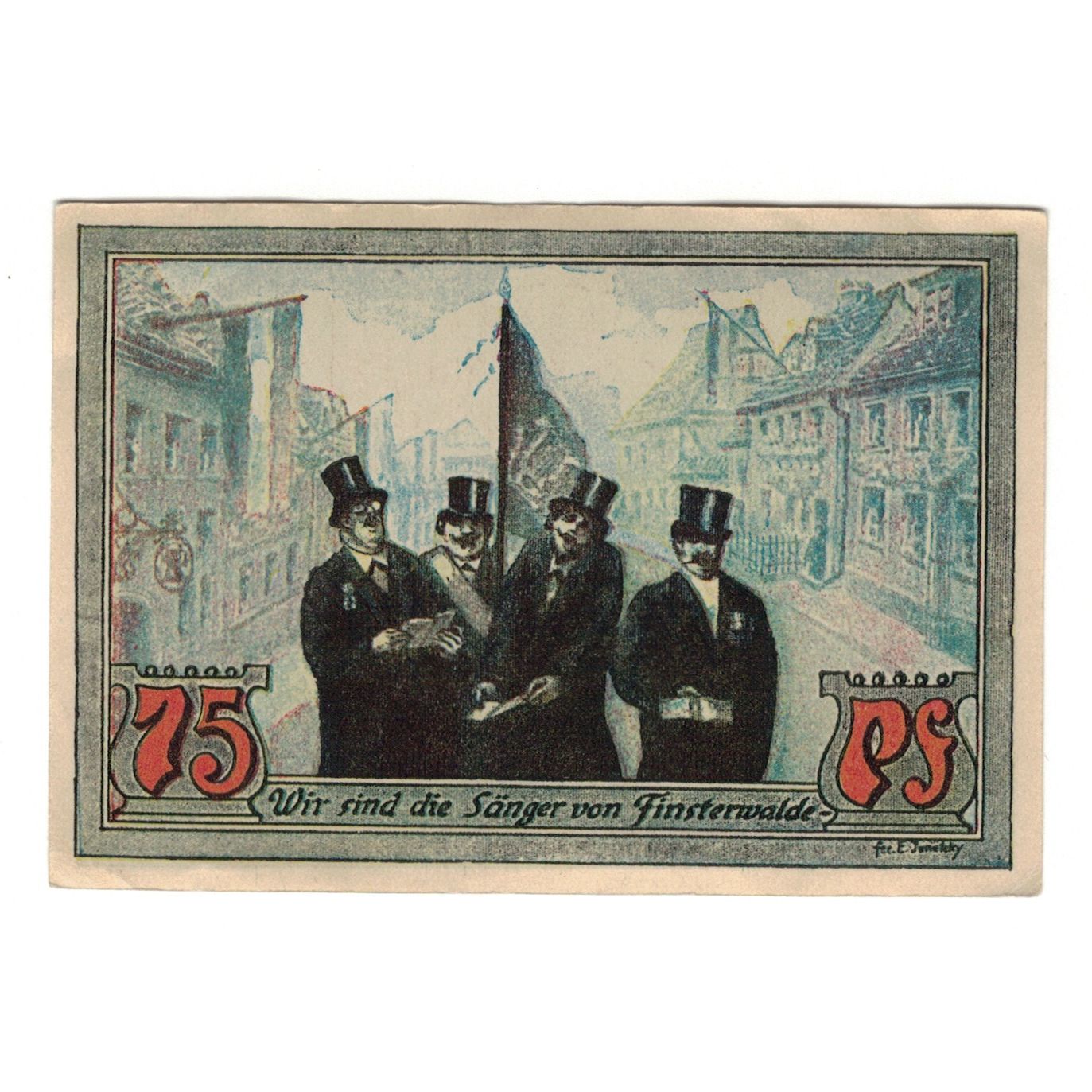 Biljet, Duitsland, Finsterwalde N.L. Stadt, 75 Pfennig, personnage 1, 1921
