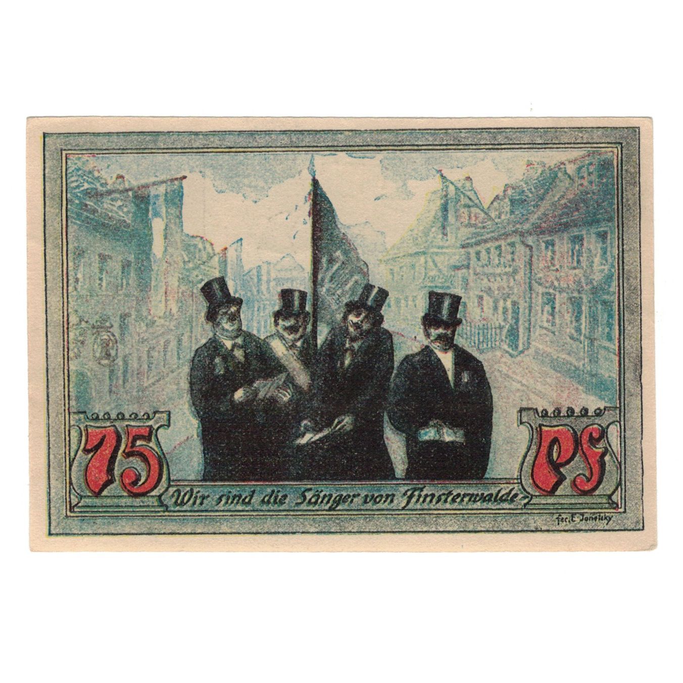 Biljet, Duitsland, Finsterwalde N.L. Stadt, 75 Pfennig, personnage 3, 1921