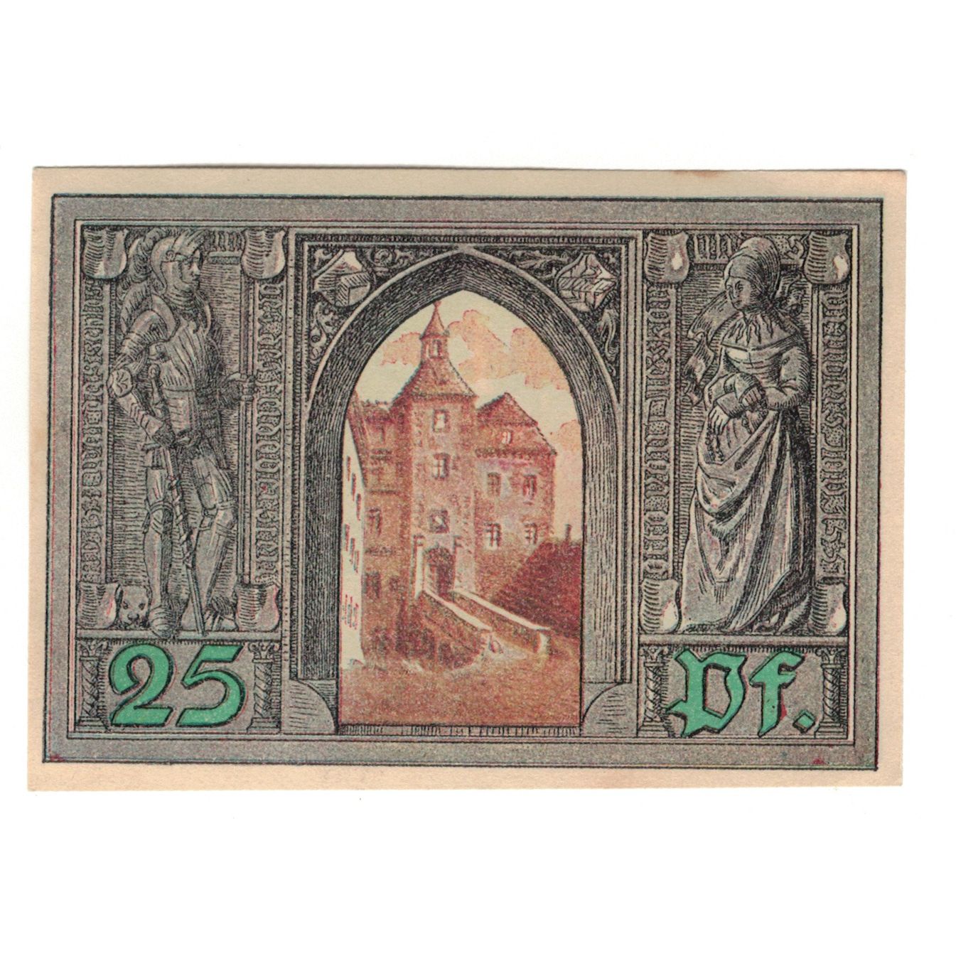 Billete, Alemania, Finsterwalde N.L. Stadt, 25 Pfennig, château, 1921