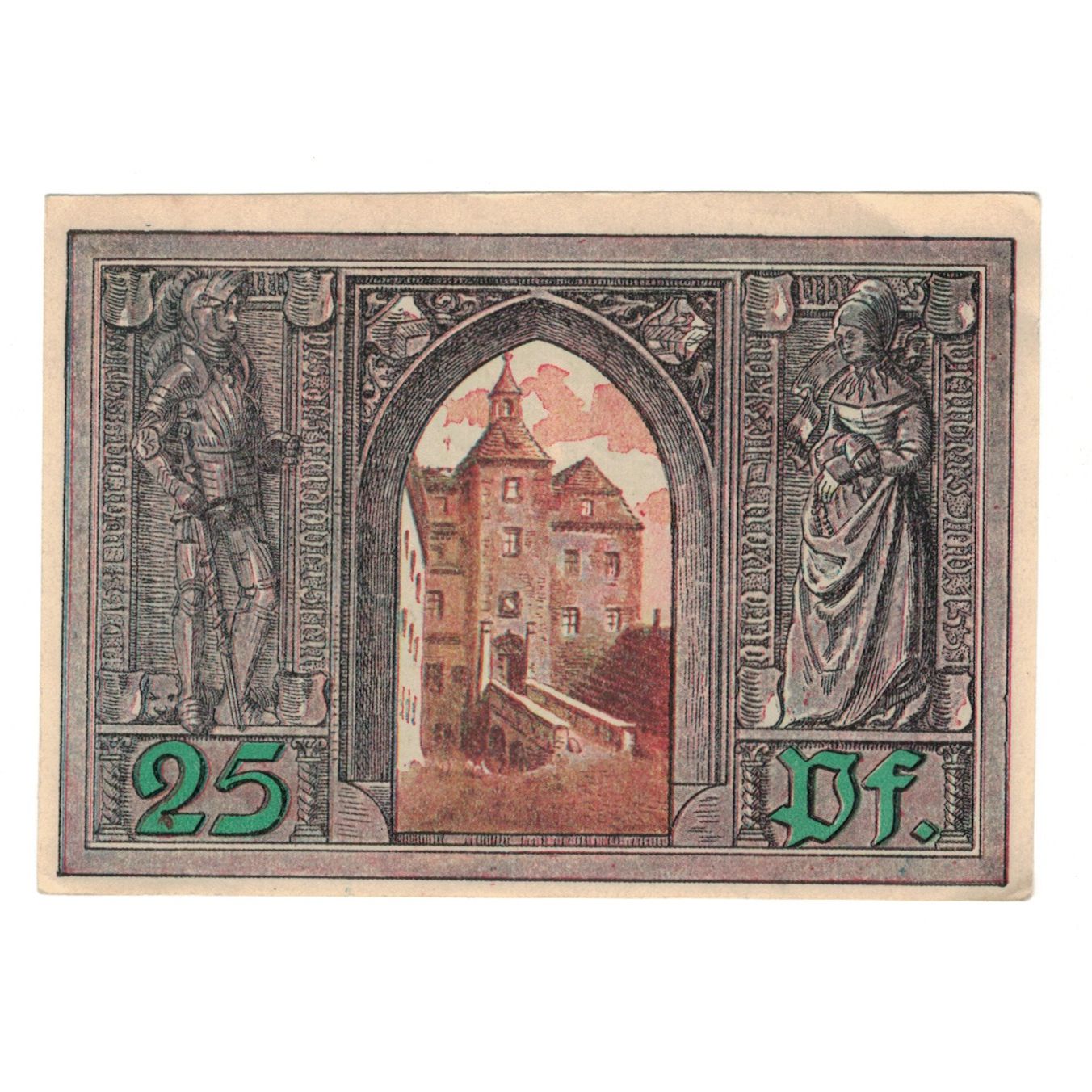 Nota, Alemanha, Finsterwalde N.L. Stadt, 25 Pfennig, chateau 1, 1921
