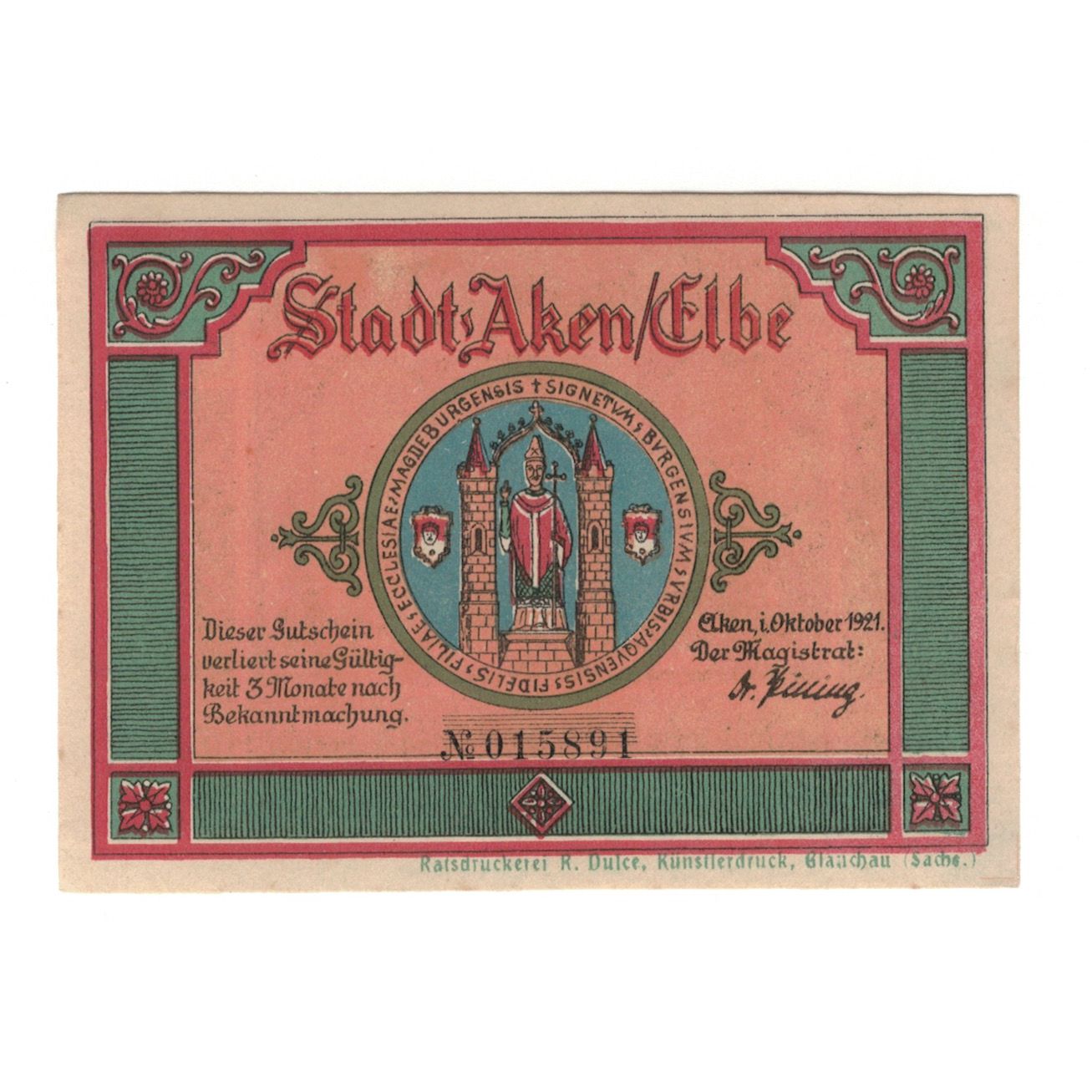 Billete, Alemania, Aken Stadt, 25 Pfennig, village, 1921, 1921-10-01, EBC+