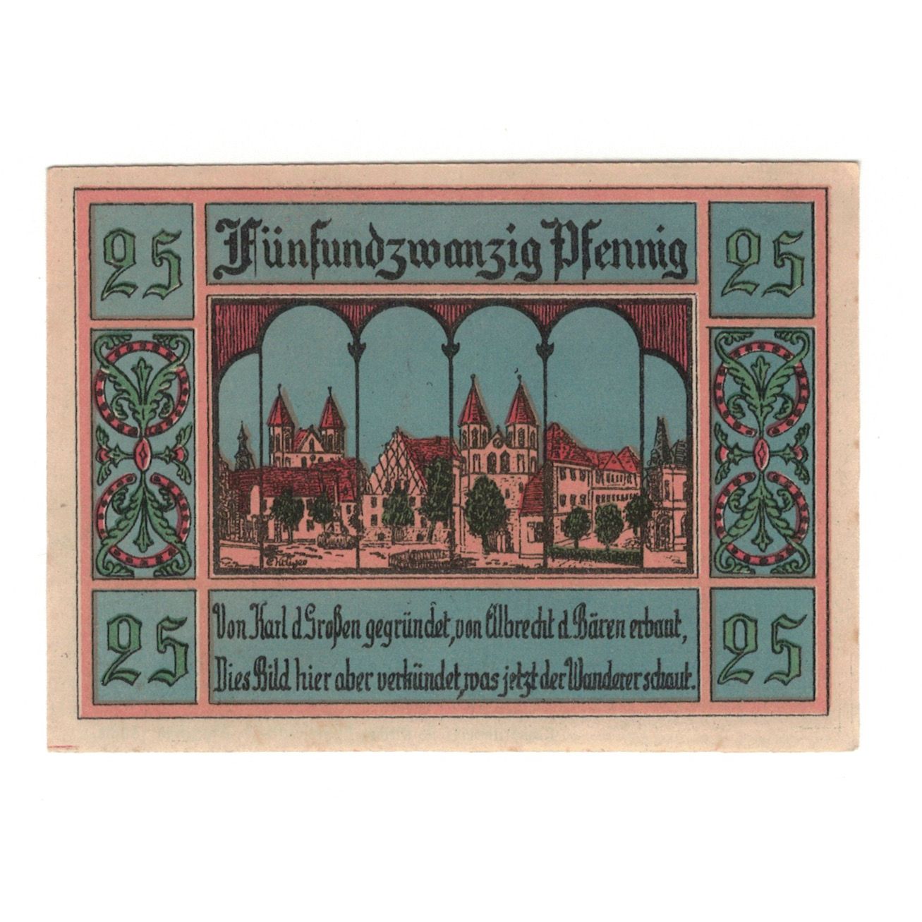 Billete, Alemania, Aken Stadt, 25 Pfennig, village, 1921, 1921-10-01, EBC+