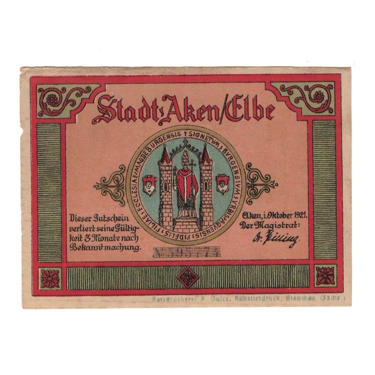 Banknote, Germany, Aken Stadt, 25 Pfennig, village 2, 1921, 1921-10-01