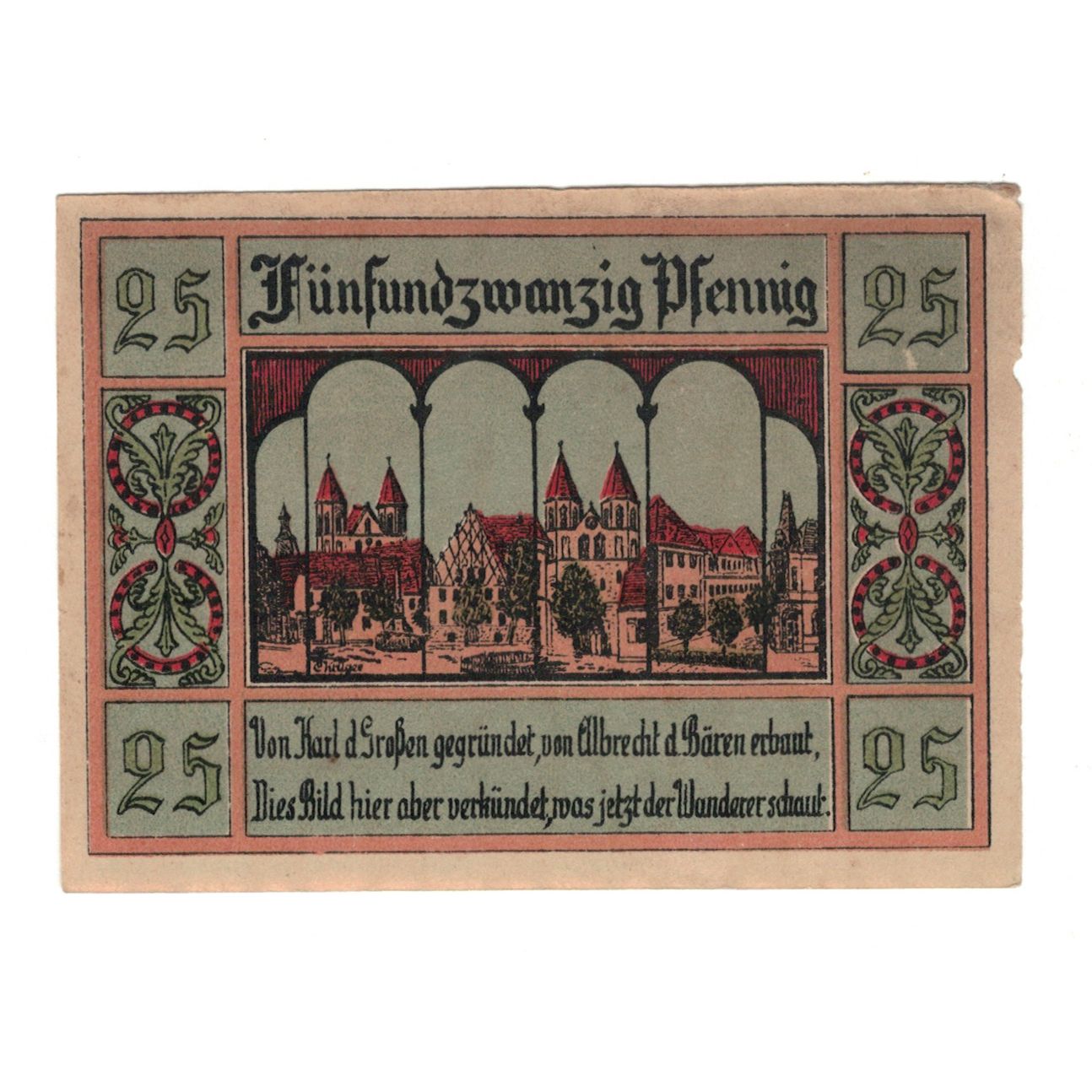 Banknote, Germany, Aken Stadt, 25 Pfennig, village 2, 1921, 1921-10-01