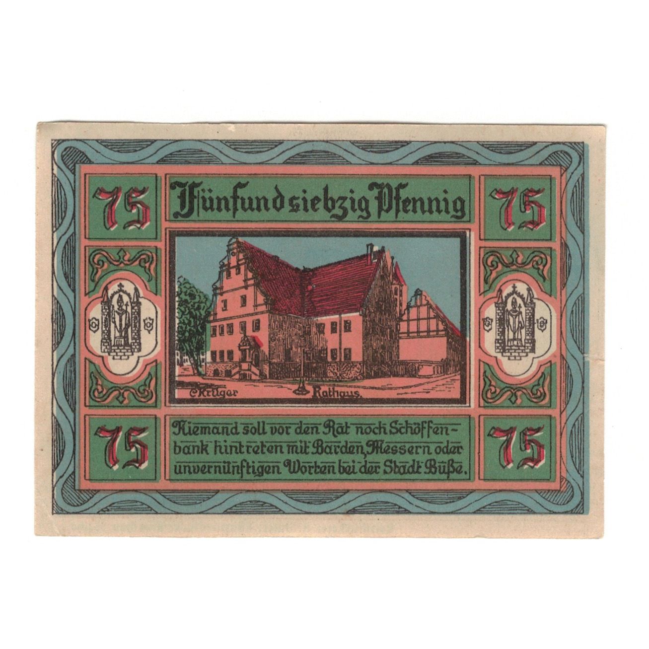 Banknote, Germany, Aken Stadt, 75 Pfennig, Maison, 1921, 1921-10-01, UNC(60-62)