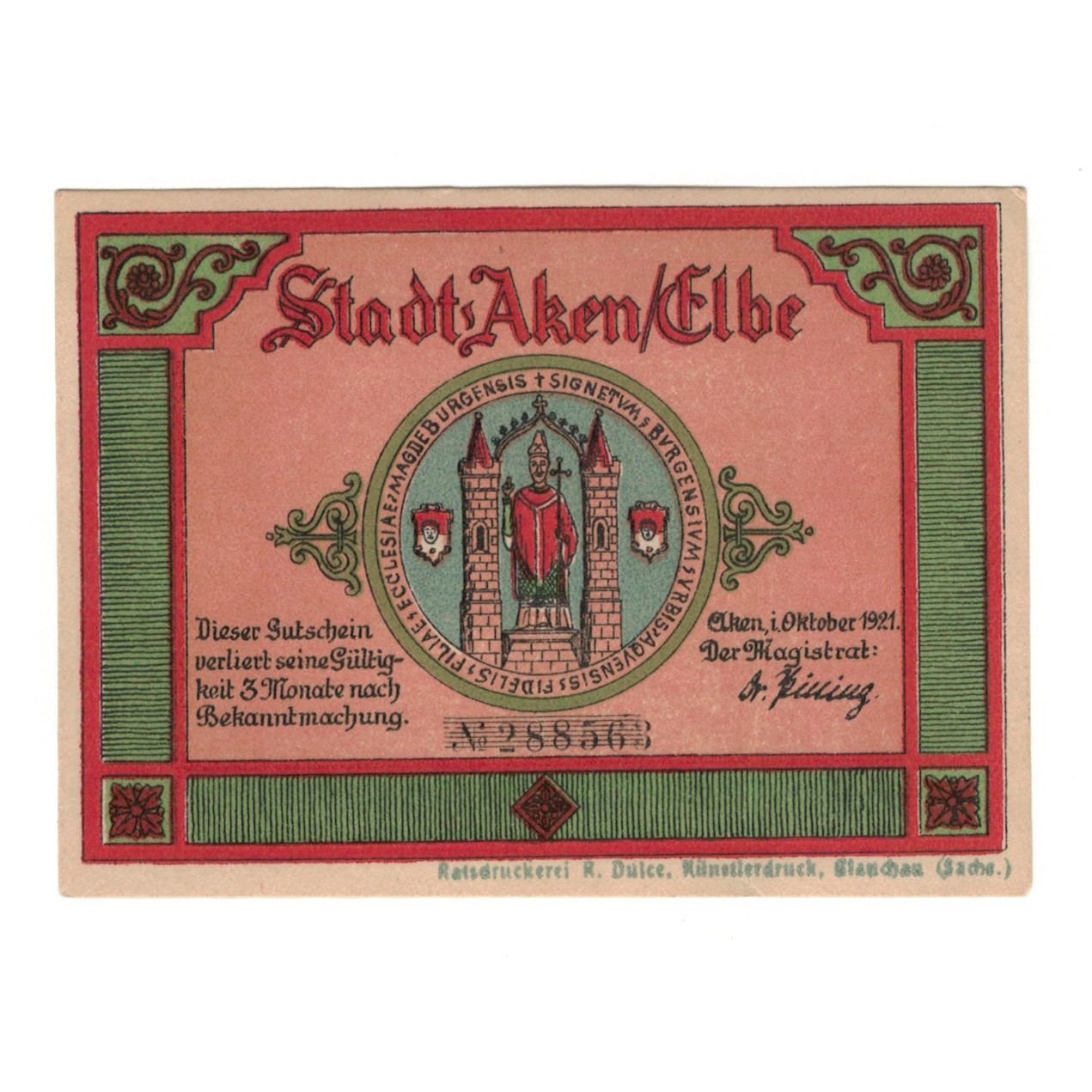 Biljet, Duitsland, Aken Stadt, 75 Pfennig, maison 1, 1921, 1921-10-01, SUP+