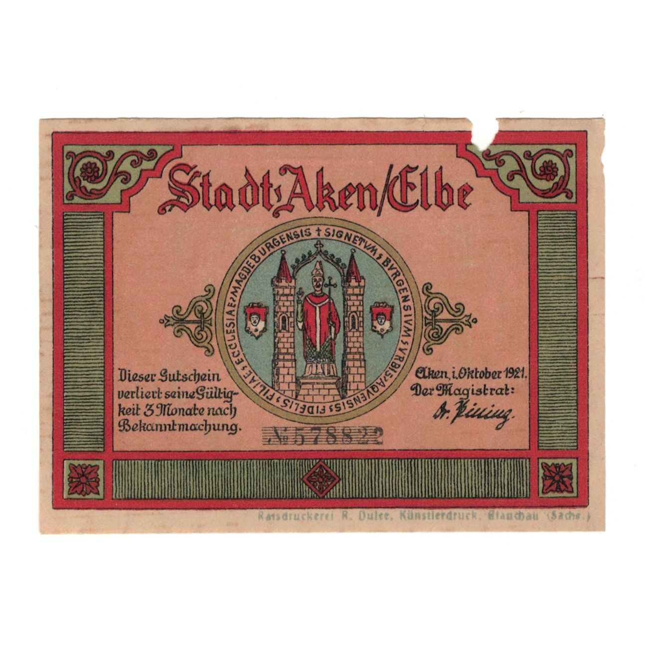 Billet, Allemagne, Aken Stadt, 75 Pfennig, maison 2, 1921, 1921-10-01, TTB