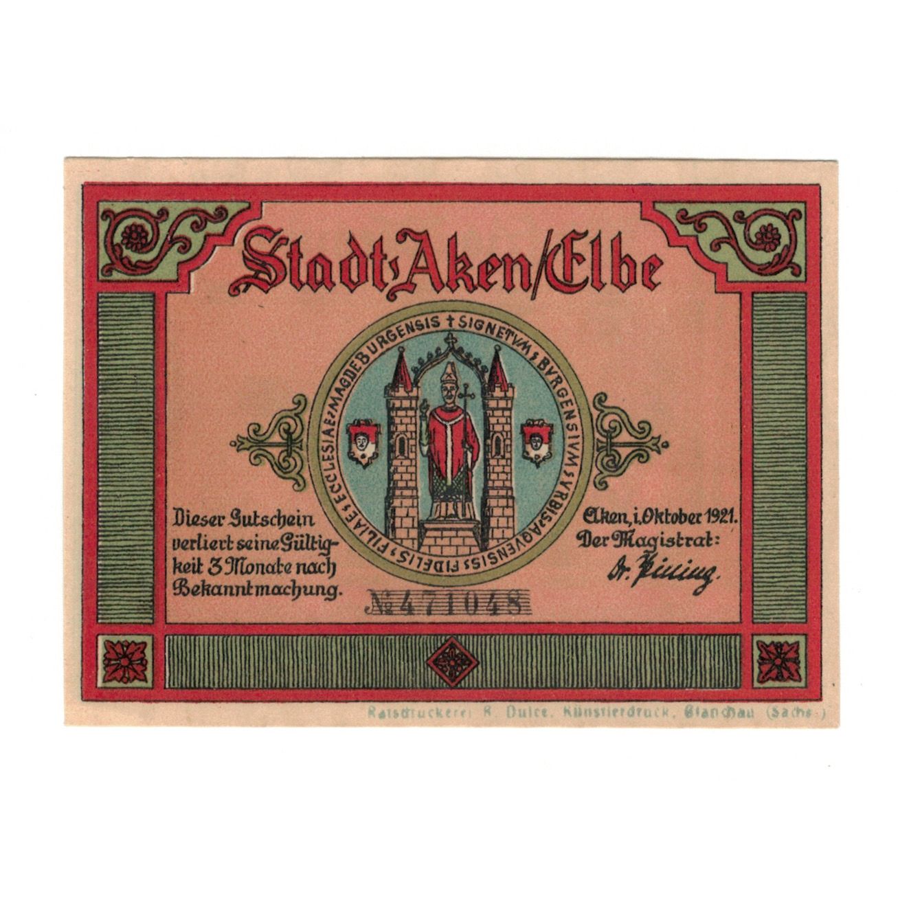 Banknote, Germany, Aken Stadt, 50 Pfennig, lac, 1921, 1921-10-01, UNC(60-62)