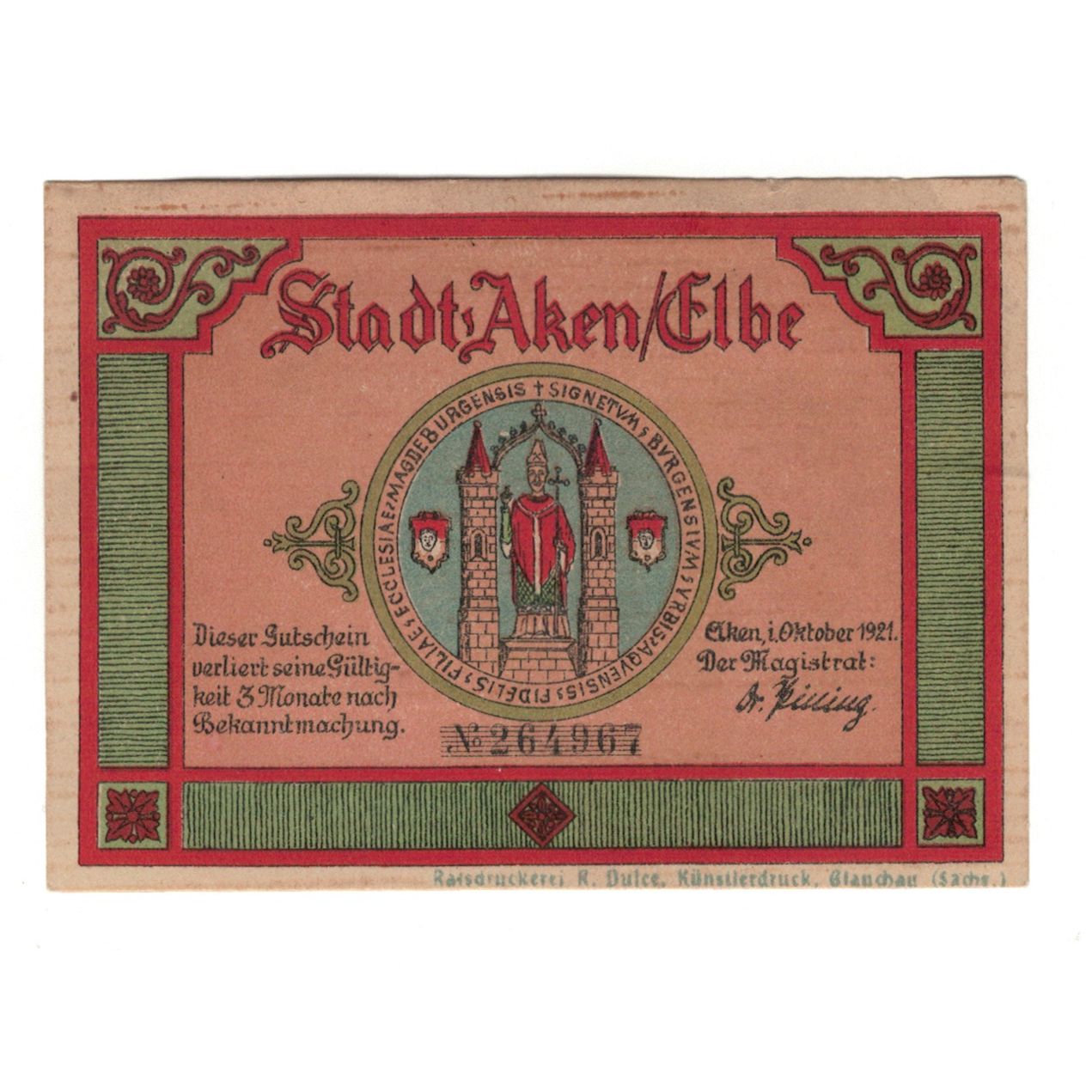 Banknote, Germany, Aken Stadt, 50 Pfennig, lac 1, 1921, 1921-10-01, UNC(60-62)